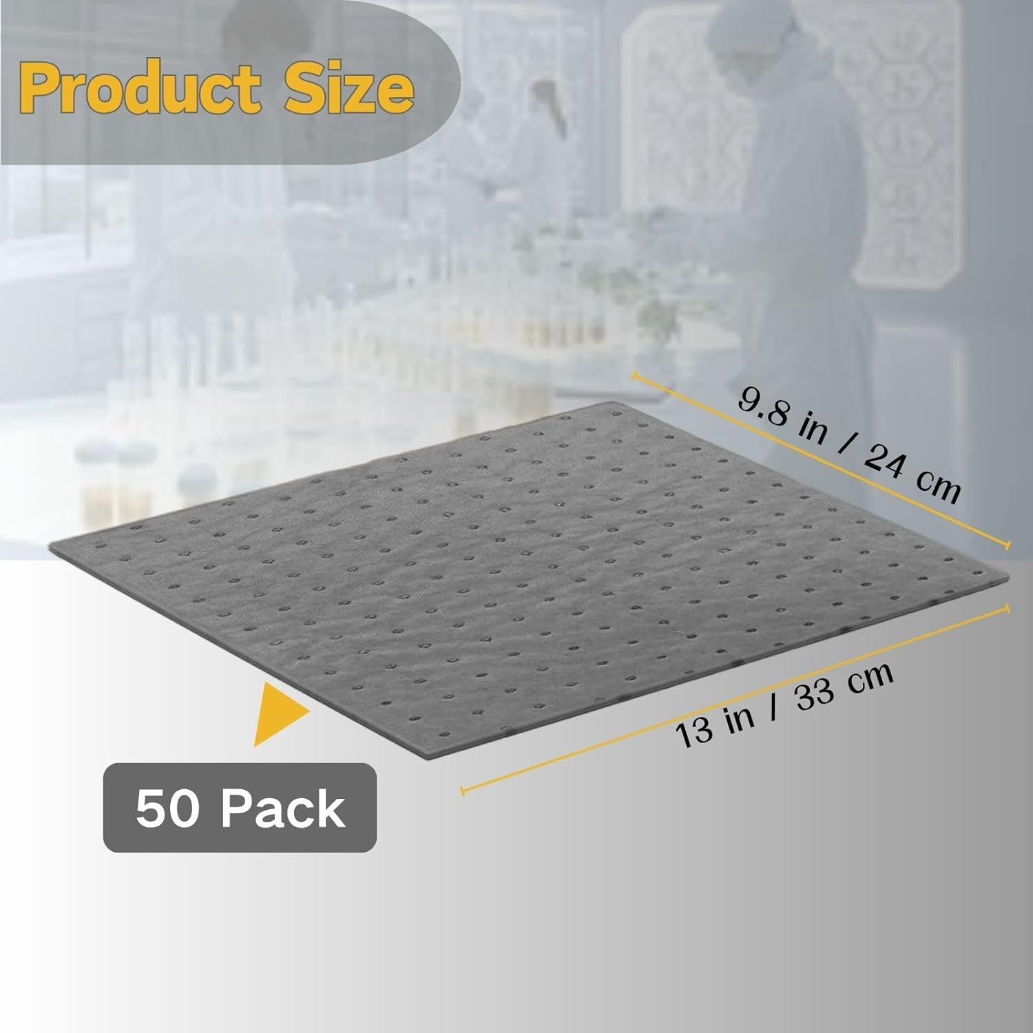 Oil Absorbent Pads 25 X 33 CM, High-Quality Spill Mats for Garage, Workshop, Home &ndash; Strong Absorption for Oil & Water, Durable & Disposable (50 PCS) image number 2