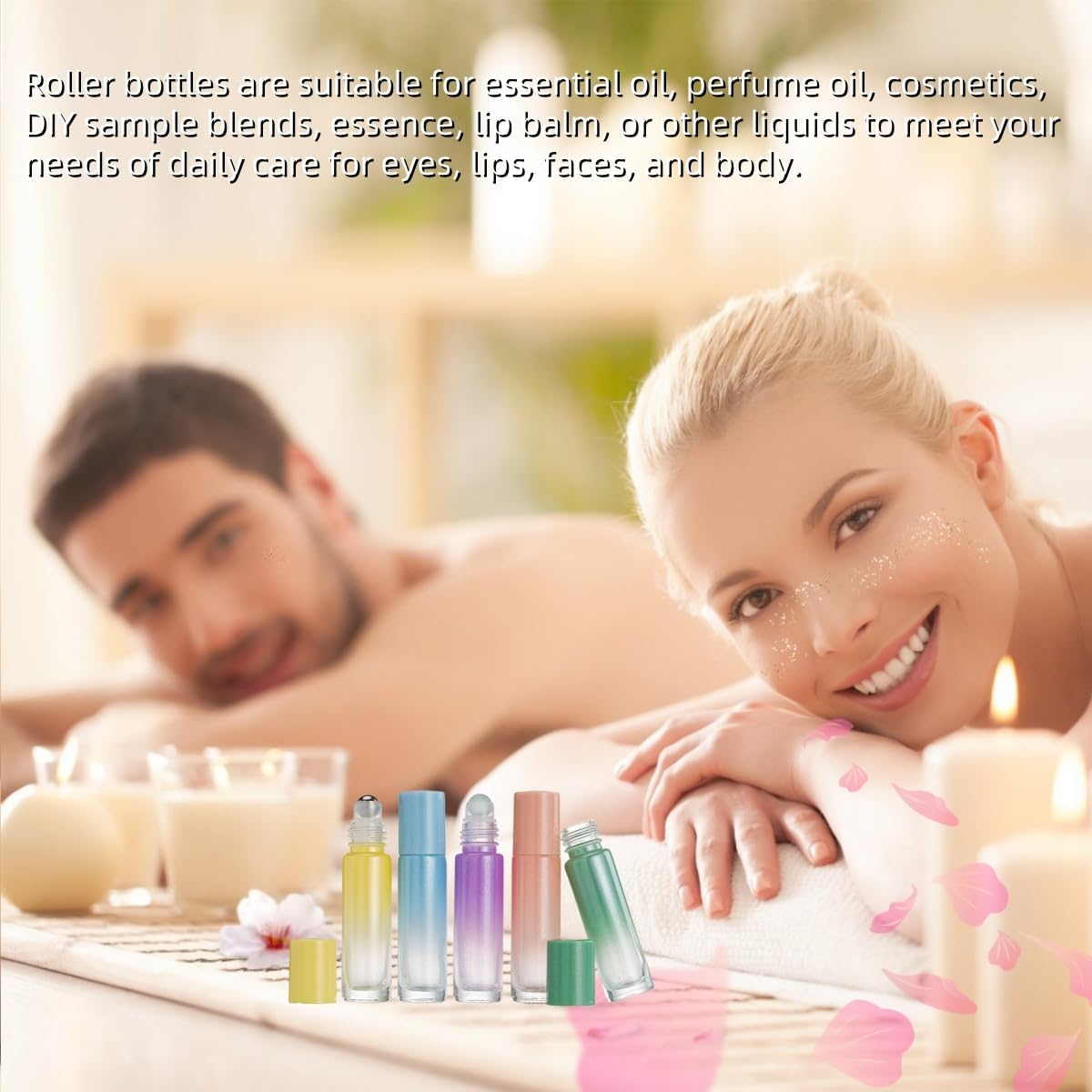 Gewaha 5Pcs Colorful Essential Oil Roller Bottles, 10Ml Glass Rollerball Bottle,Empty Refillable Suitable for Filling Perfumes, Essential Oils image number 2