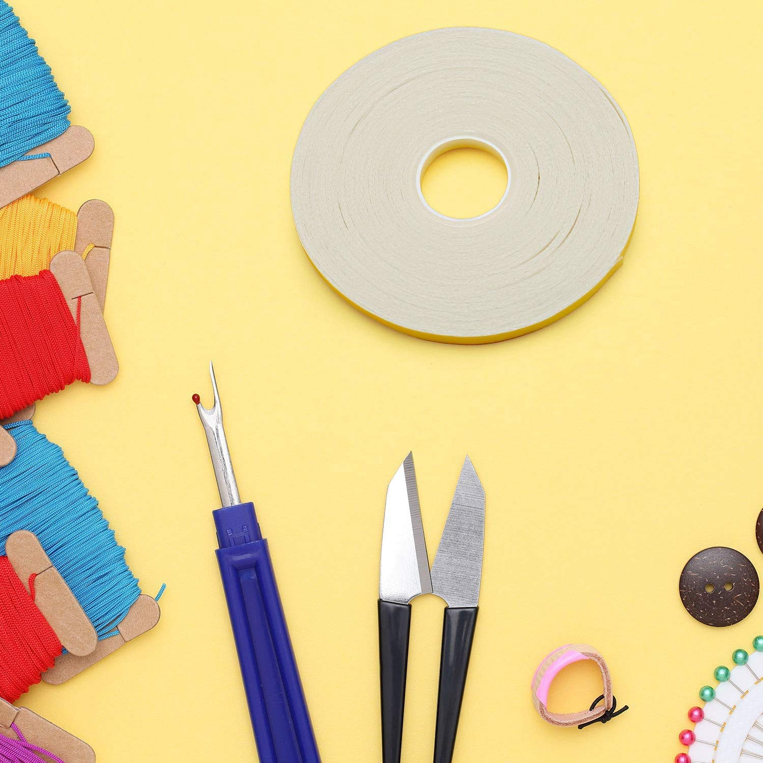 ABCOOL Upgraded Sewing Quilting Tape &ndash; Wash Away Strong Adhesive Glue and 6 Mm Width by 20 M Length for DIY Clothing, Cloth Basting Bond, Handwork, Handcraft (2 Rolls) image number 3