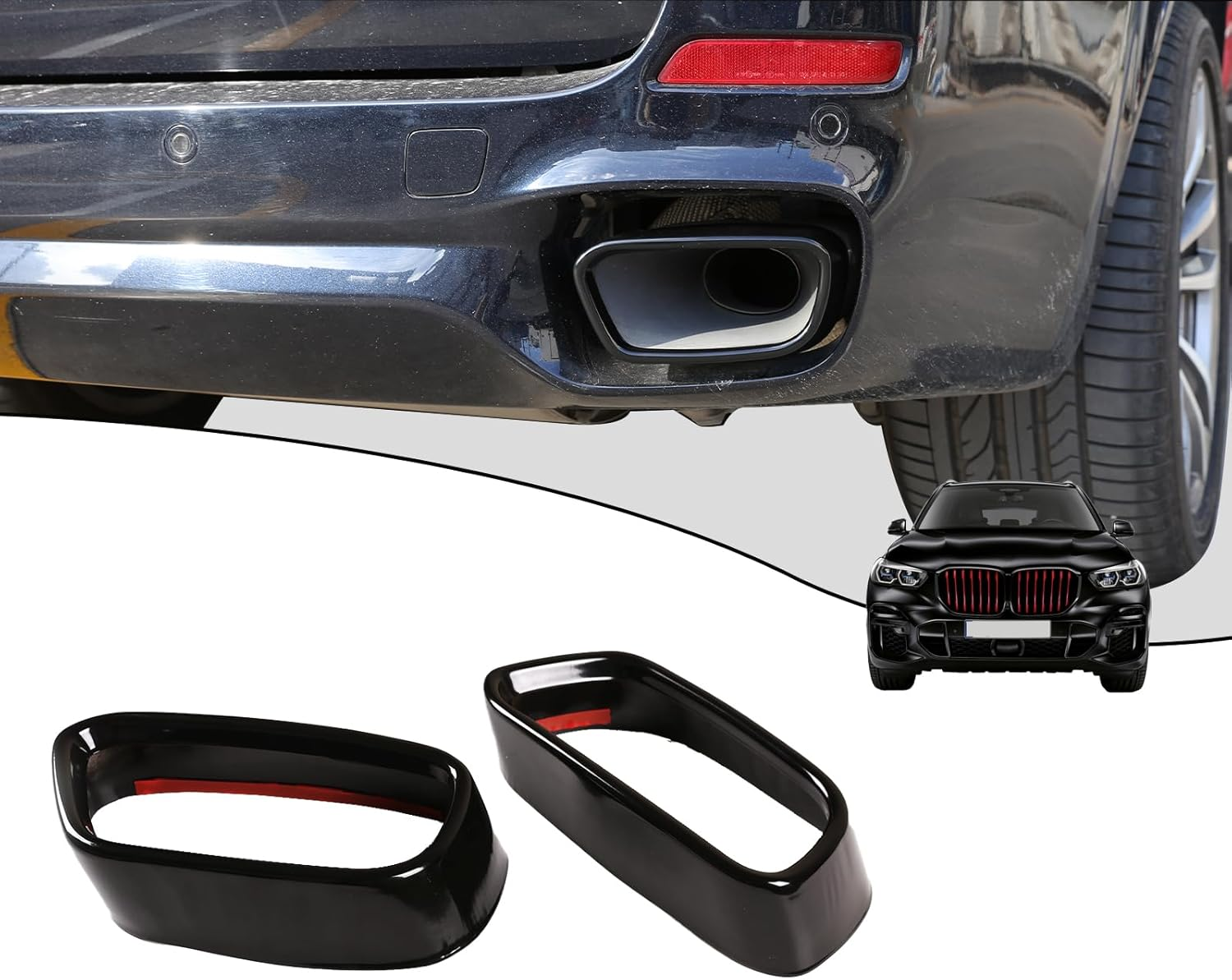 YIWANG Black Stainless Steel Tail Throat Vent Decorative Car Accessories for BMW X5 F15 X6 F16 2014-2019(Suitable for M Sports Version) image number 3