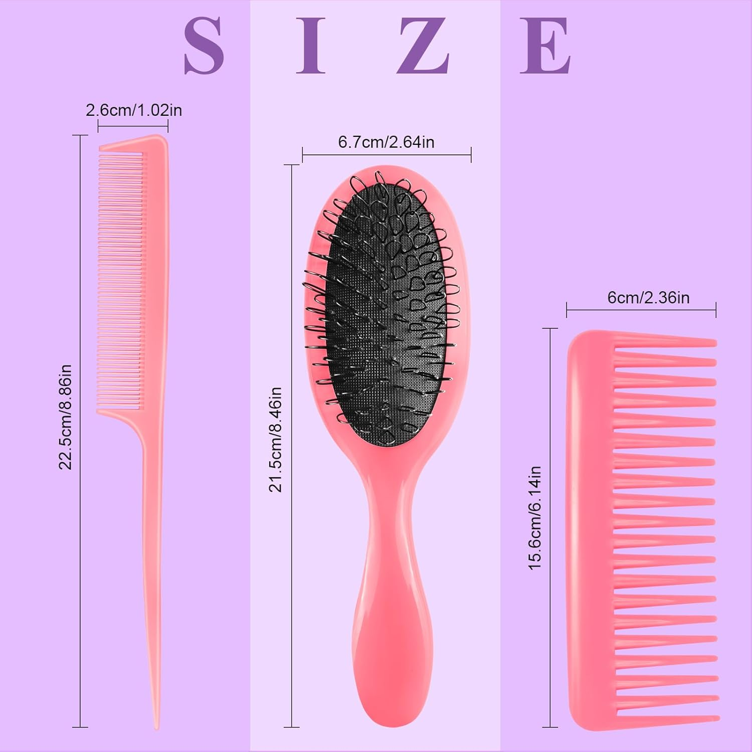 Start Makers Wig Brush and Comb Set 3 Piece Hair Brush Set Including Loop Comb, Wide Detangling Brush and Rat Tail Comb - No More Tangles for Synthetic Hair image number 5