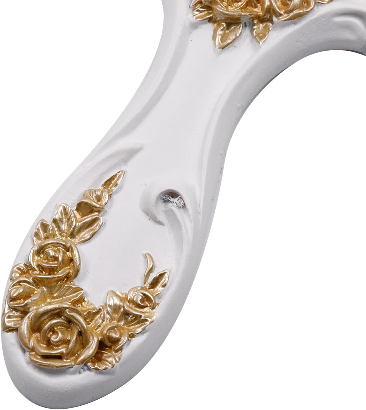 Bitray Handheld Mirror 10" Length Vanity Makeup Mirror Large Decorative Cosmetic Mirror Vintage White Oval Embossed Rose Mirror image number 5