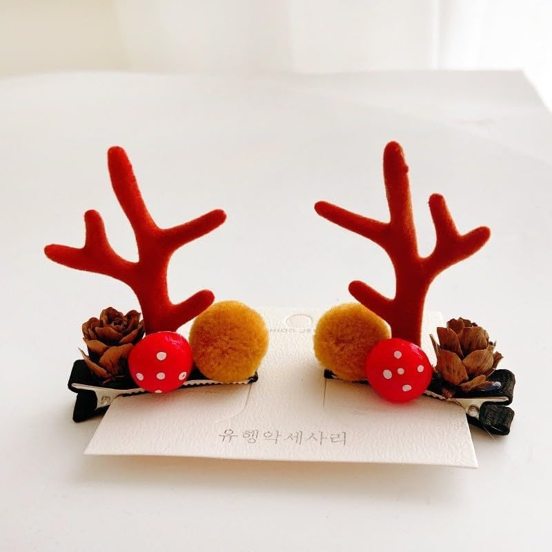 Fdsmall Christmas Hair Clip Christmas Reindeer Antlers Headdress Cute Decorative Christmas Hairpin Christmas Tree Hat Hair Bows Hairpin Accessories for Women (01)