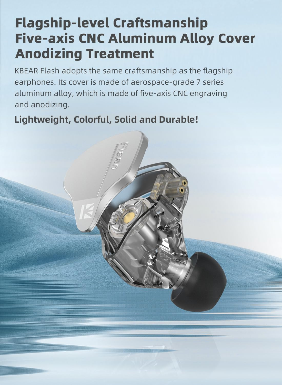 Keephifi KBEAR Flash Dual Drviers Hybrid Hifi Headphones, CNC Aluminum Alloy Cover in Ear, Powerful Magnetic Dynamic Driver 10Mm, Detachable Cable (Purple, No Microphone) image number 5