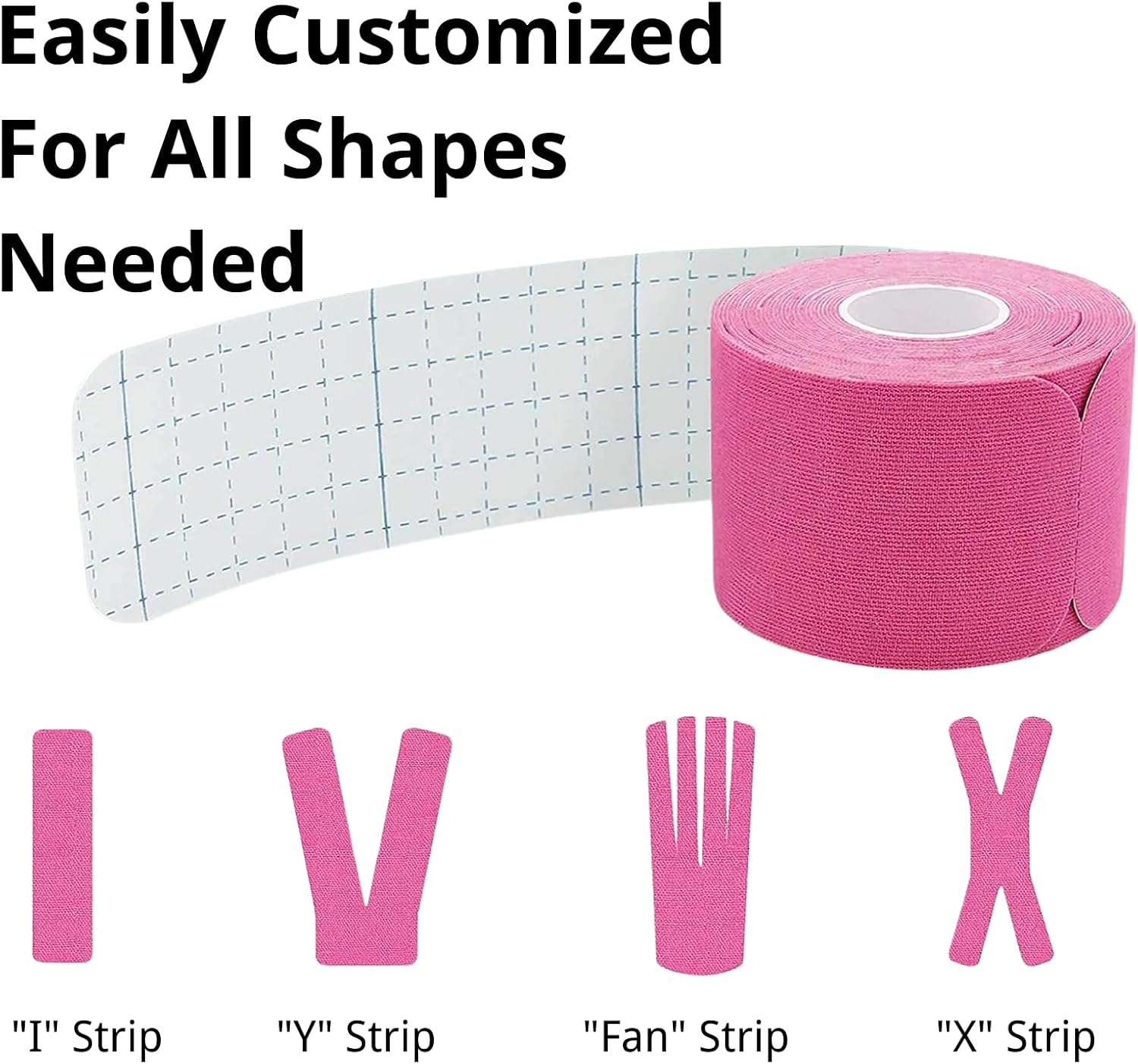 Kinesiology Tape Precut (2Pack), Elastic Therapeutic Sports Tape for Knee Shoulder and Elbow, Muscles, Ankle, Pain Relief, Water Resistant Tape, 20 Precut 10 Inch Strips (Black+Pink) image number 4