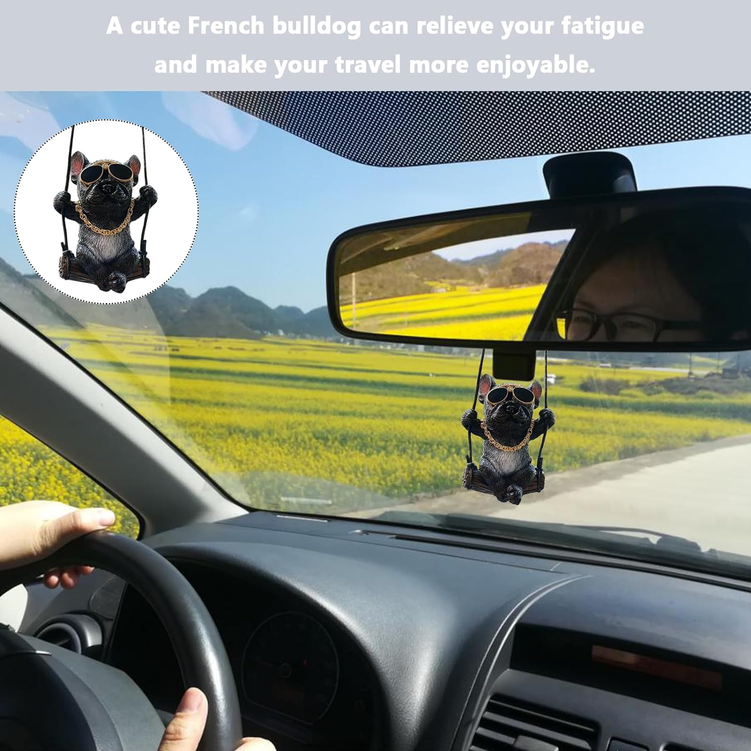 Car Hanging Accessories, Bulldog Car Accessories, Car Accessories Interior, Cute Car Mirror Hanging Accessories for Women/Men Automotive Accessories Car Decor Rear View Mirror Small Gifts image number 1