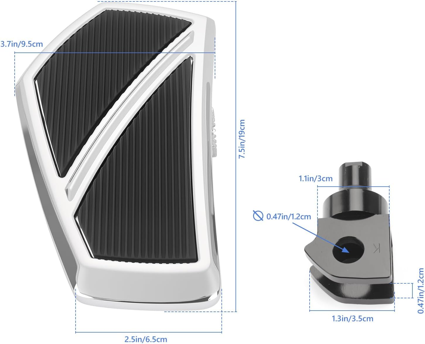 Front Footpegs Rider Floorboards Compatible with Kawasaki Vulcan S 650 Accessories 2015-2025 Anti-Slip Wide Motorcycle Highway Pegs (Chrome) image number 4