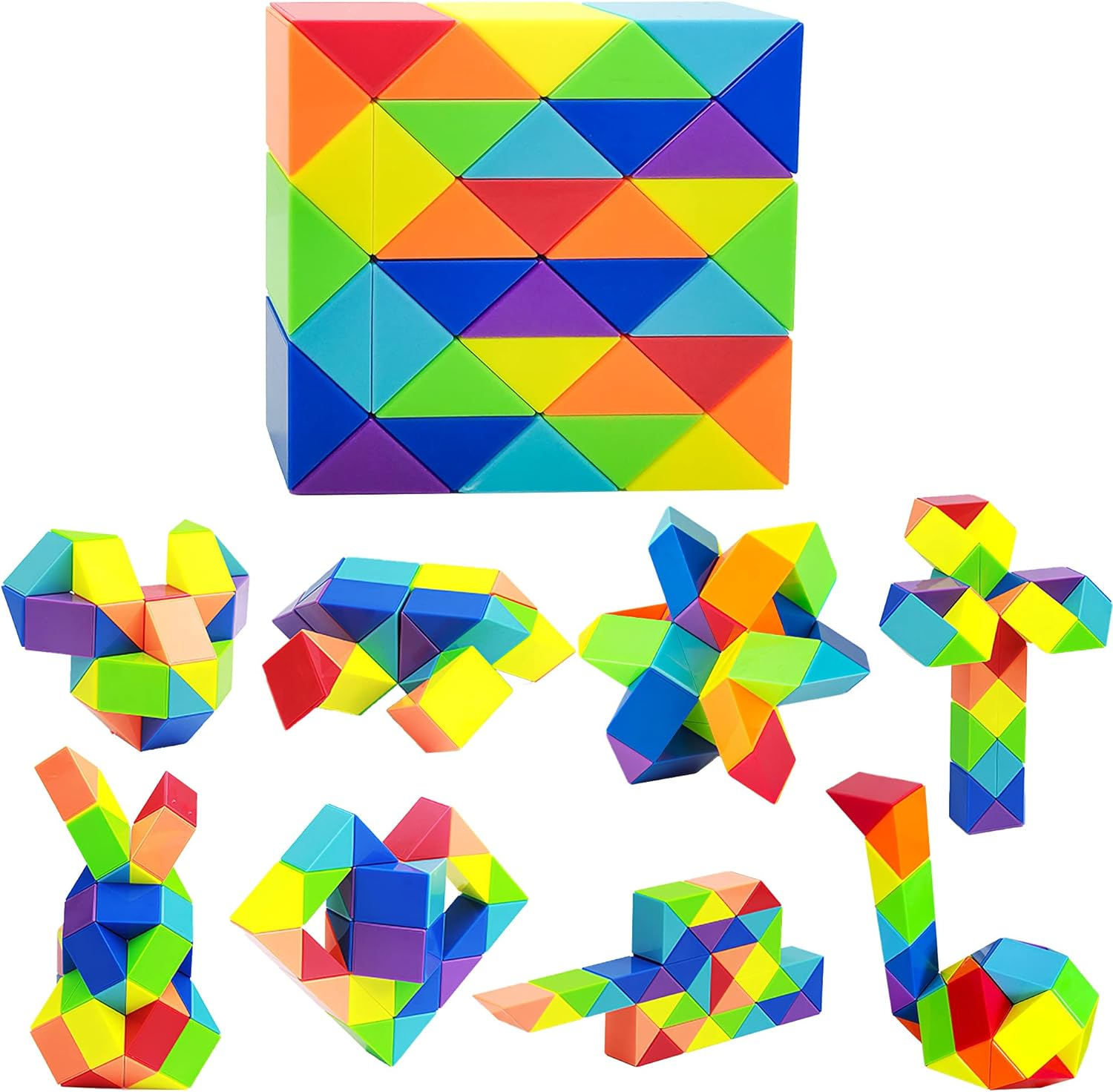 1PC Snake Fidget Toy Cube Twist Puzzle 36 Wedges, Large Size Rainbow Magic Snake Toy Brain Teaser Stocking Stuffers Party Favors Game Goodie Bags Fillers for Kids Adults Teens