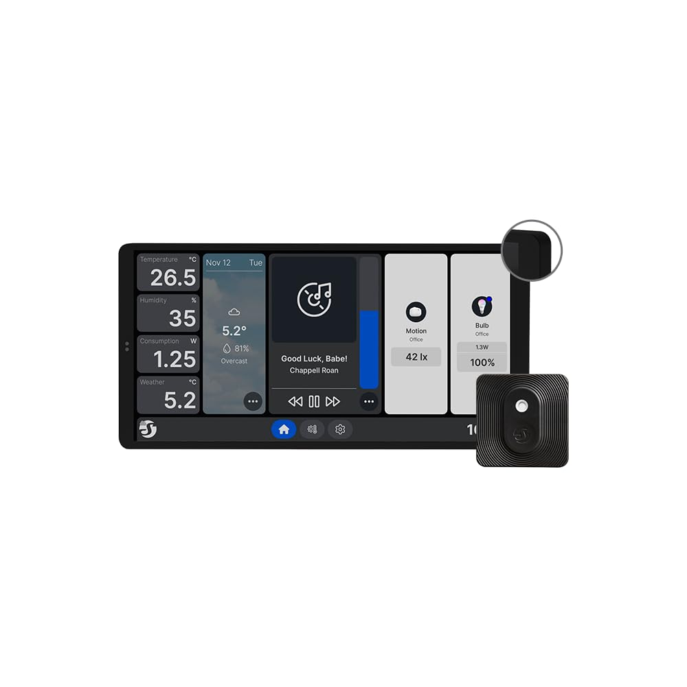 Shelly Wall Display X2 Black + Blue H&T Black (Bundle), Smart Wi-Fi Control Panel for Home, Thermostat, Integrated 5A Relay, Neutral Conductor Needed, Environmental Data, Alexa and Google Home