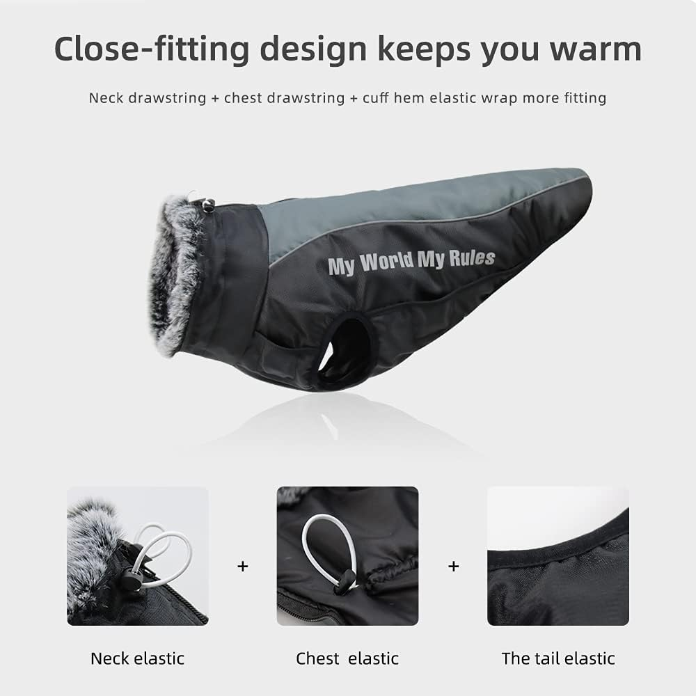 Velmoriah Dog Winter Coat Reflective Dog Jacket with Adjustable Buckle, Fleece Turtleneck, Zipper, Double D-Rings, Waterproof & Windproof for Small Medium Large X-Large Dogs (Black, 3XL) image number 1