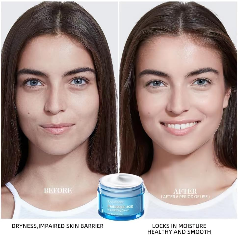 Hyaluronic Acid Face Moisturizer, Oil-Free, Long-Lasting Hydration Cream for Dry Skin, Long Lasting Hydro Boost Moisturizer-1.76 Fl. Oz (Cream) (White, 1.76 OZ) - White image number 4