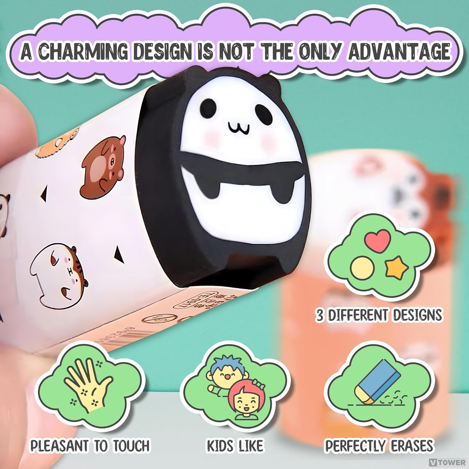 6 Pack Cute Erasers, Kawaii Animal Pencil Eraser for Kids Panda Sheep Cat Eraser Bulk Kawaii School Supplies, School Prize Stationery image number 4