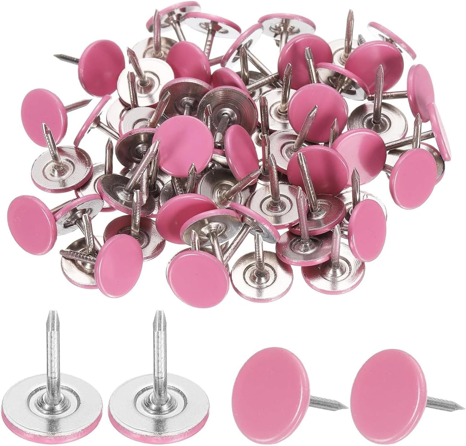 Yharnamite 100Pcs Upholstery Tacks, 11 X 13Mm Flat Head Thumb Tack Decorative Furniture Nails Push Pins for Furniture, Sofa, Headboards (White)