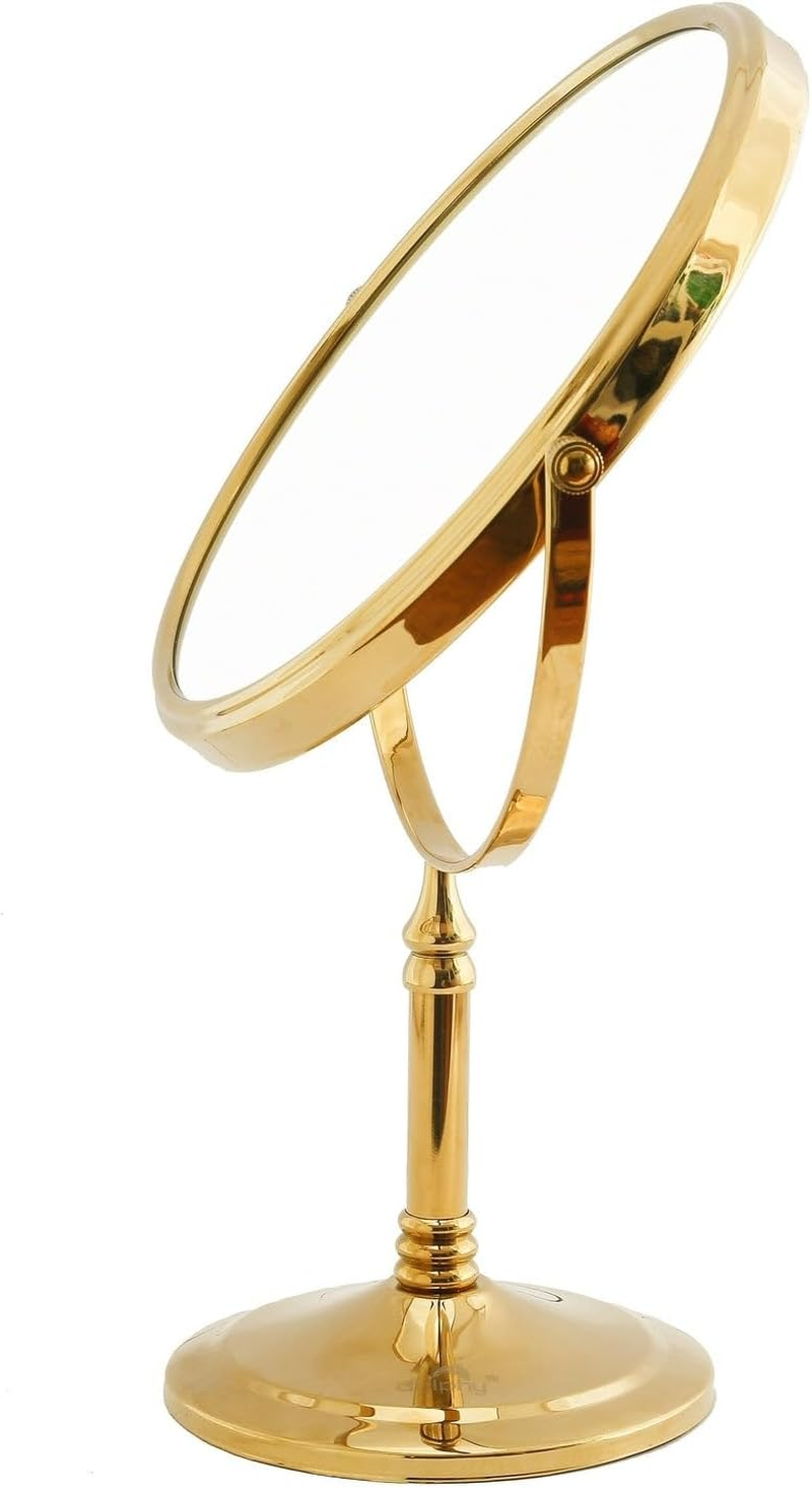 Dolphy 8-Inch LED Tabletop Makeup Mirror &ndash; Dual-Sided with 5X Magnification, Gold Finish, Swivel Design, Bright Lighting, Perfect for Home, Spa, Salon & Travel Use image number 4