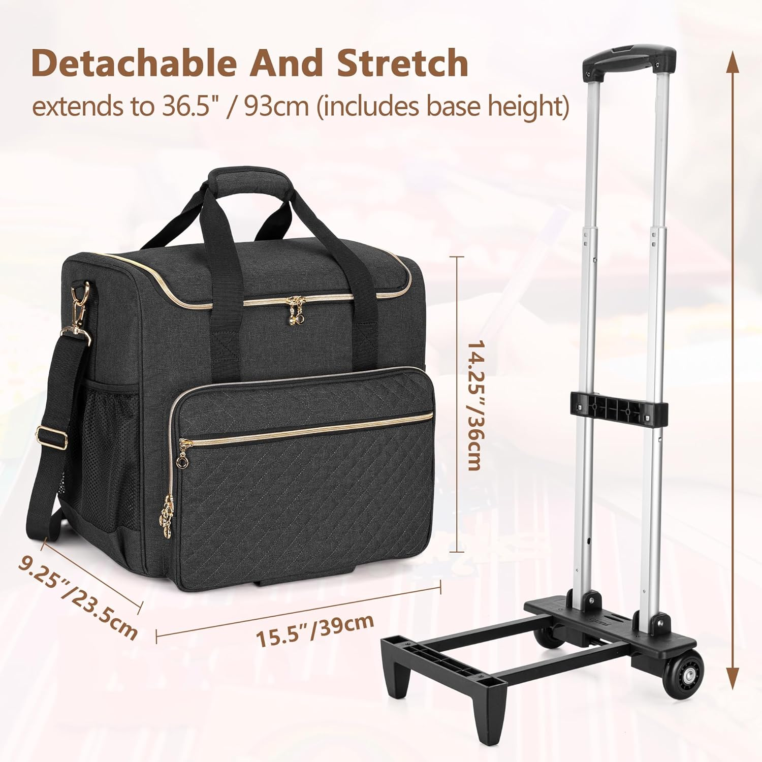 LUXJA Rolling Scrapbook Tote Bag - Black image number 4