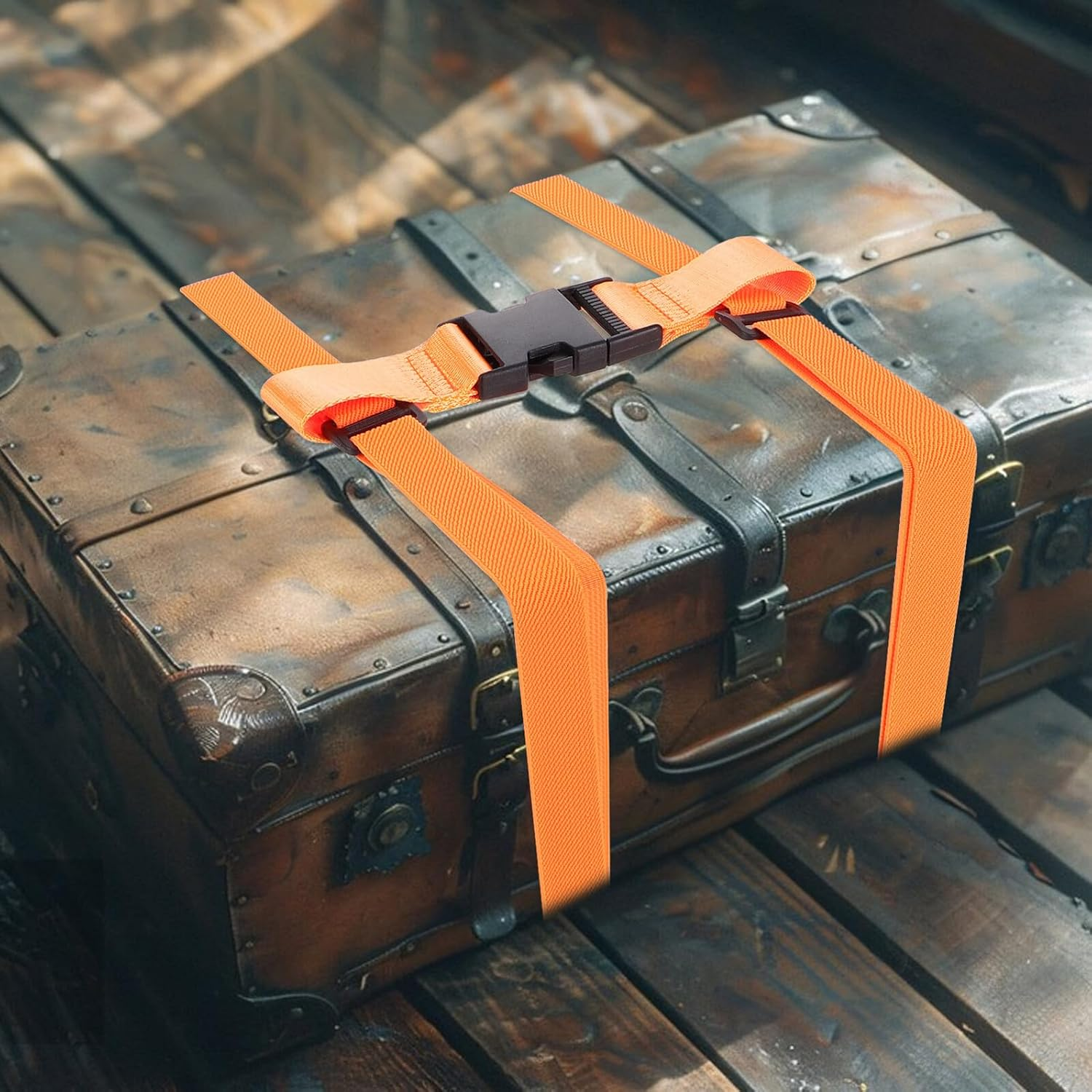 LRXIYODE Adjustable Elastic Luggage Straps with Buckle, Travel Bag Buckle Straps for Suitcases, Sturdy Orange Elastic Suitcase Belts, Travel Accessories for Secure Baggage Handling
