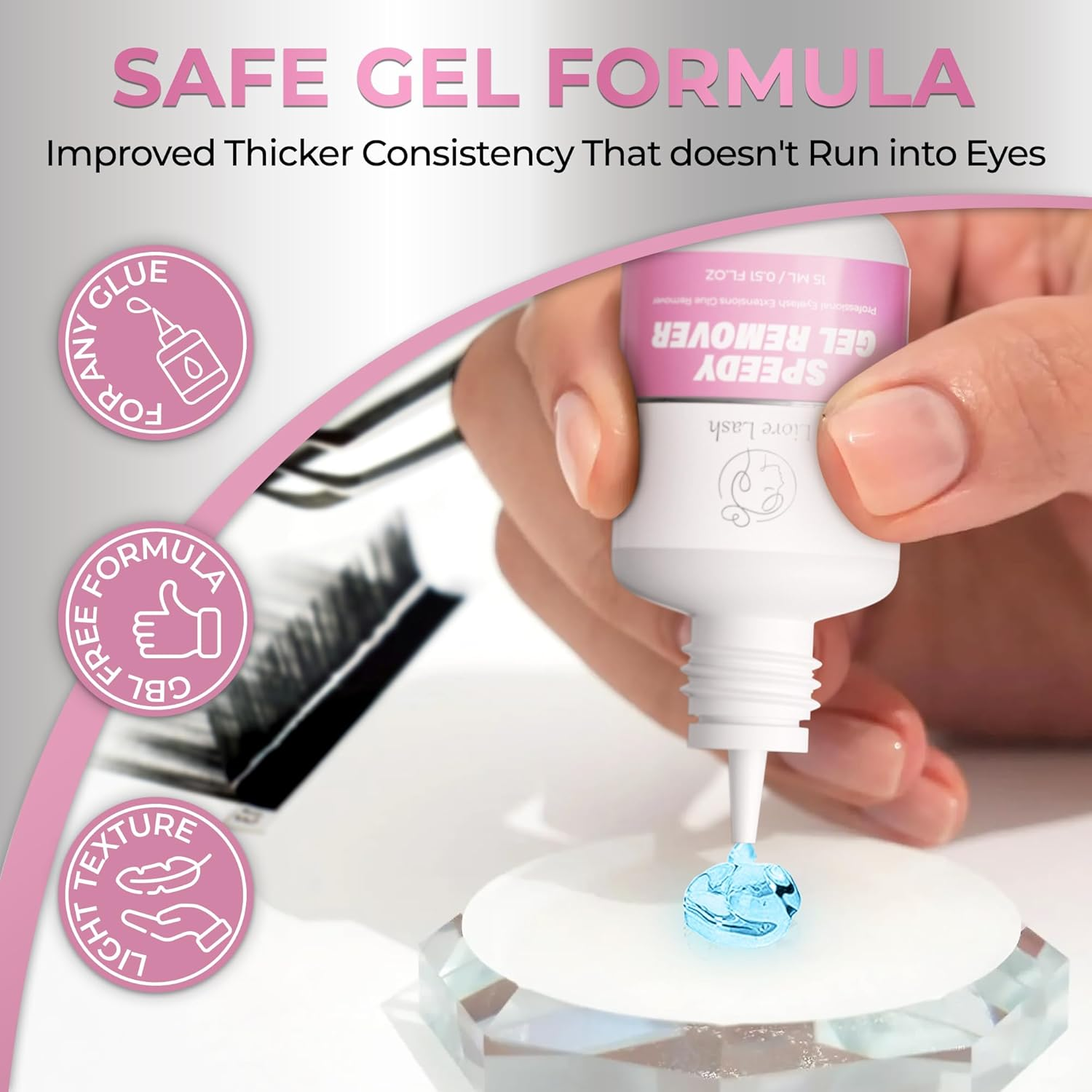 Speedy Sensitive Gel Remover for Lash Extensions Liore Lash/Fast Lash Remover for Eyelash Extension Glue/60 Sec Dissolution Time/Gbl Free Debonder/Lash Glue Remover Professional Tech Salon Supplies image number 2
