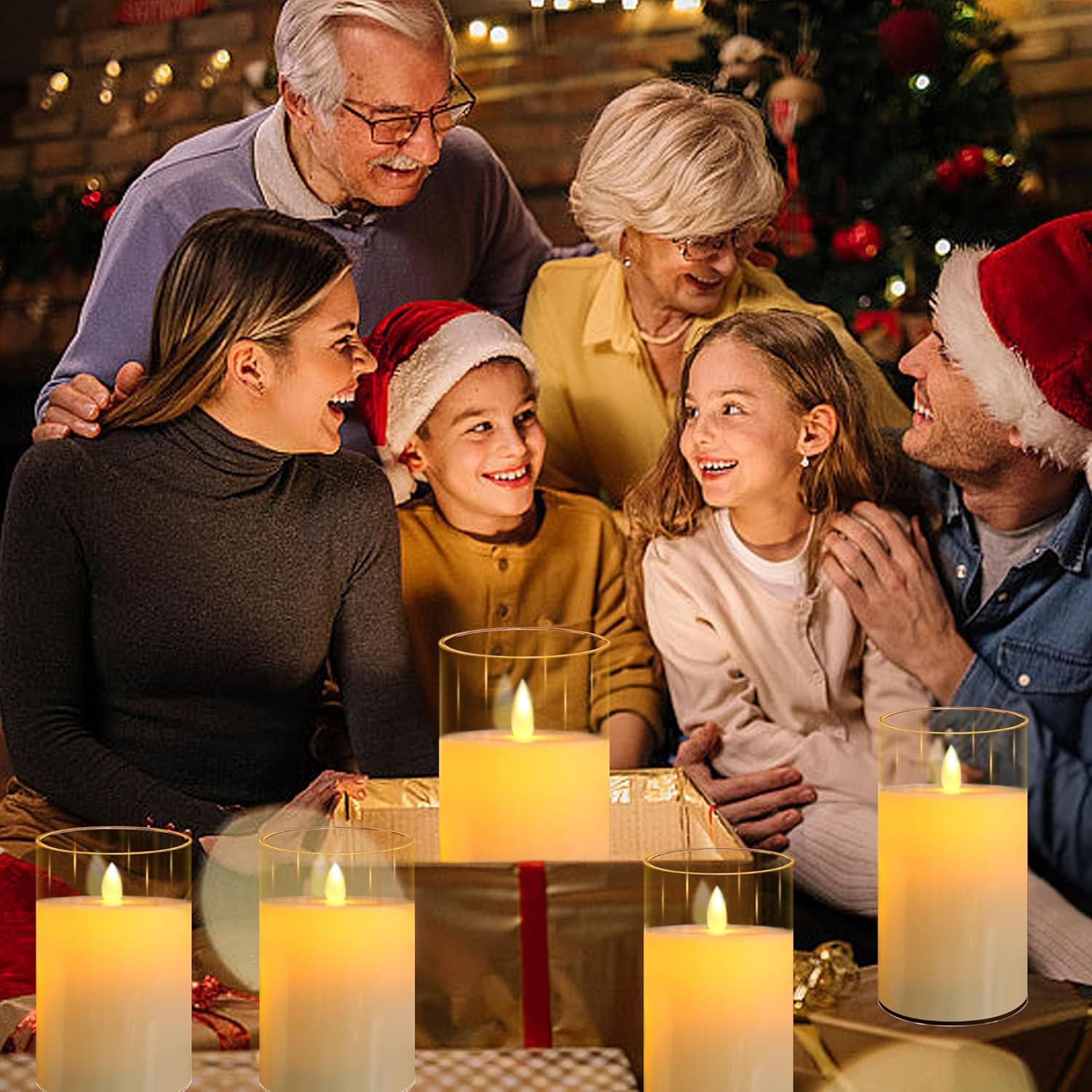 FRNYFREL Led Flameless Candles, Battery Operated Candles, Acrylic Flickering LED Pillar Candles with Remote Control and Timer, 3D Wick, D3" Xh4" 4" 5" 5" 6", Set of 5 image number 1