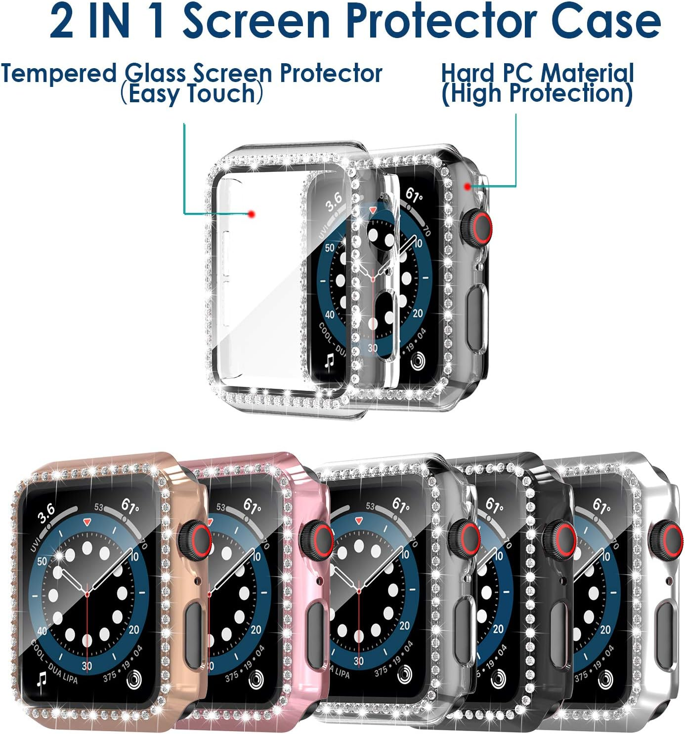 Simpeak 5 Pack Bling Screen Protector Case Compatible with Apple Watch 38Mm 42Mm 40Mm 44Mm 41Mm 45Mm Series 10 42Mm 46Mm, Protector Case Replacement for Iwatch Series 10 9 8 7 6 SE 5 4 3 2 1 (44Mm) image number 6