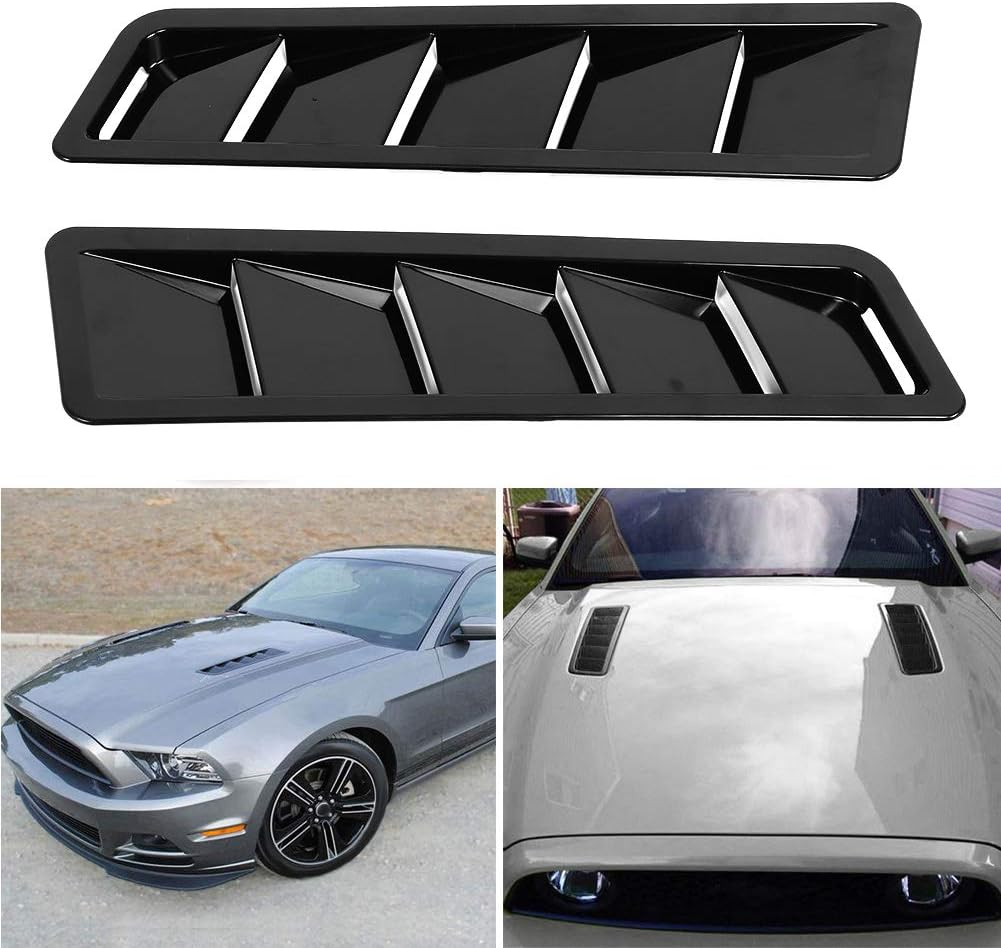 2Pc Hood Vent Air Flow Intake Side Scoop Hood Cover Car Decorative ABS Universial on Car SUV Truck Black image number 5