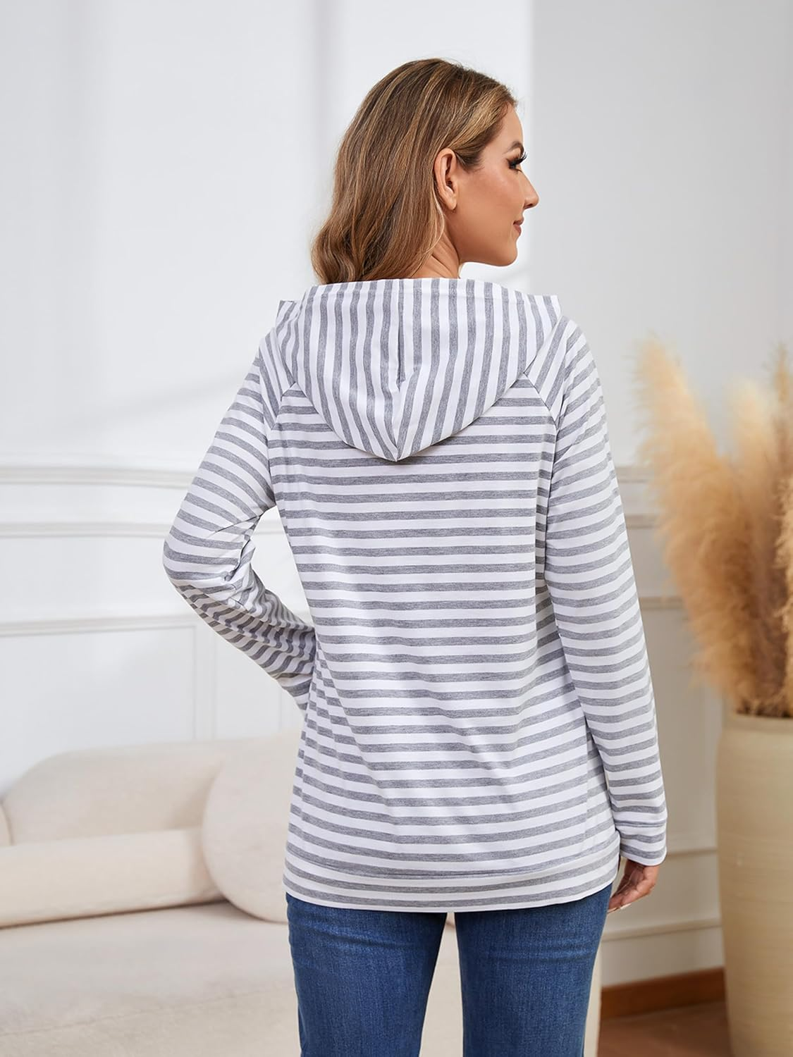 Liu & Qu Women'S Nursing Sweatshirts for Breastfeeding with Hidden Zipper Long Sleeve Maternity Hoodie Causal Clothes image number 6