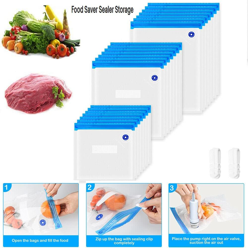 Vacuum Sealer Storage Bags, Pack of 15 Reusable Vacuum Food Sealing Bags, 3 Sizes Sous Vide Bag Kit, for Storing Vacuum Cleaners, Preparation of Meals