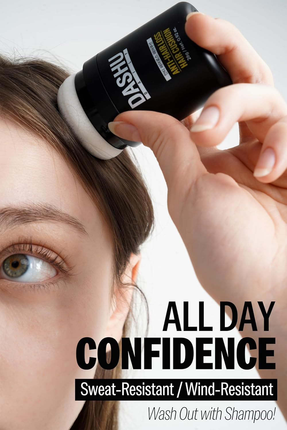 DASHU Daily Hair Cushion for Hair Fall | Hair Fibers for Thinning Hair Temporary Hair Color for Gray Hair Coverage Root Concealer Hairline Powder | Waterproof Bald Spot Cover up for Men 16G (Black) image number 5