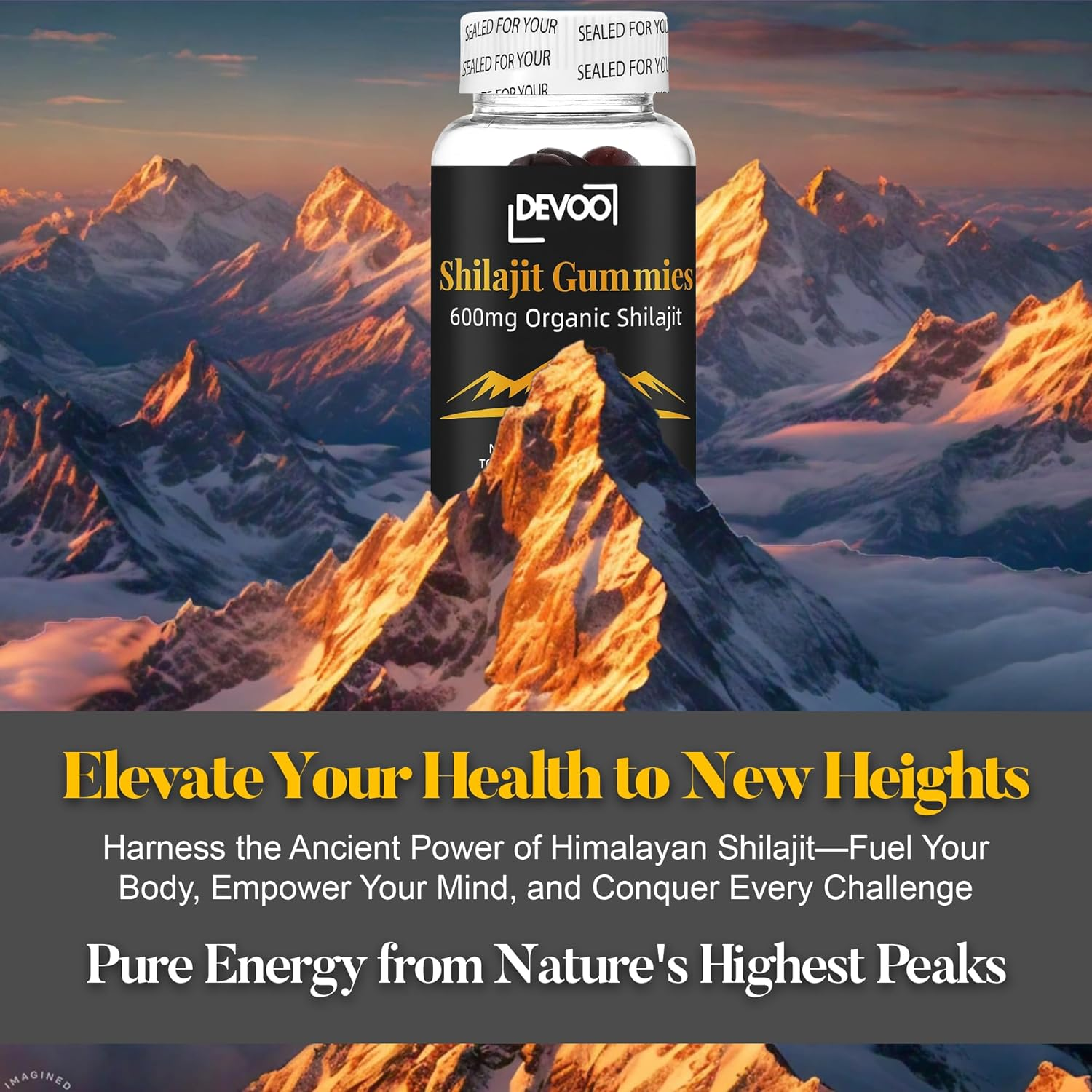 Devoo Shilajit Gummies 600Mg &ndash; Organic Himalayan Shilajit Supplement, Sugar-Free, Vegan Energy & Vitality Booster for Men & Women &ndash; 60 Count image number 3