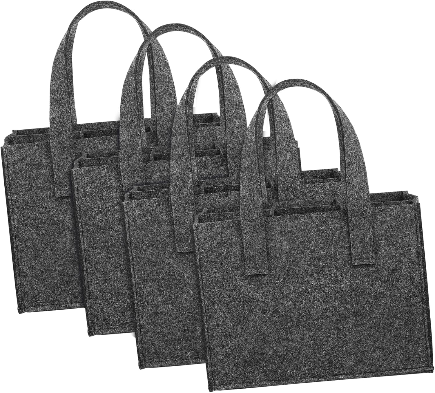 Felt Wine Carrier Bottle Bag Thick Handbag 24X16X16Cm Sturdy Portable Wine Tote for Travel Camping Picnic 4 Pieces Set image number 6