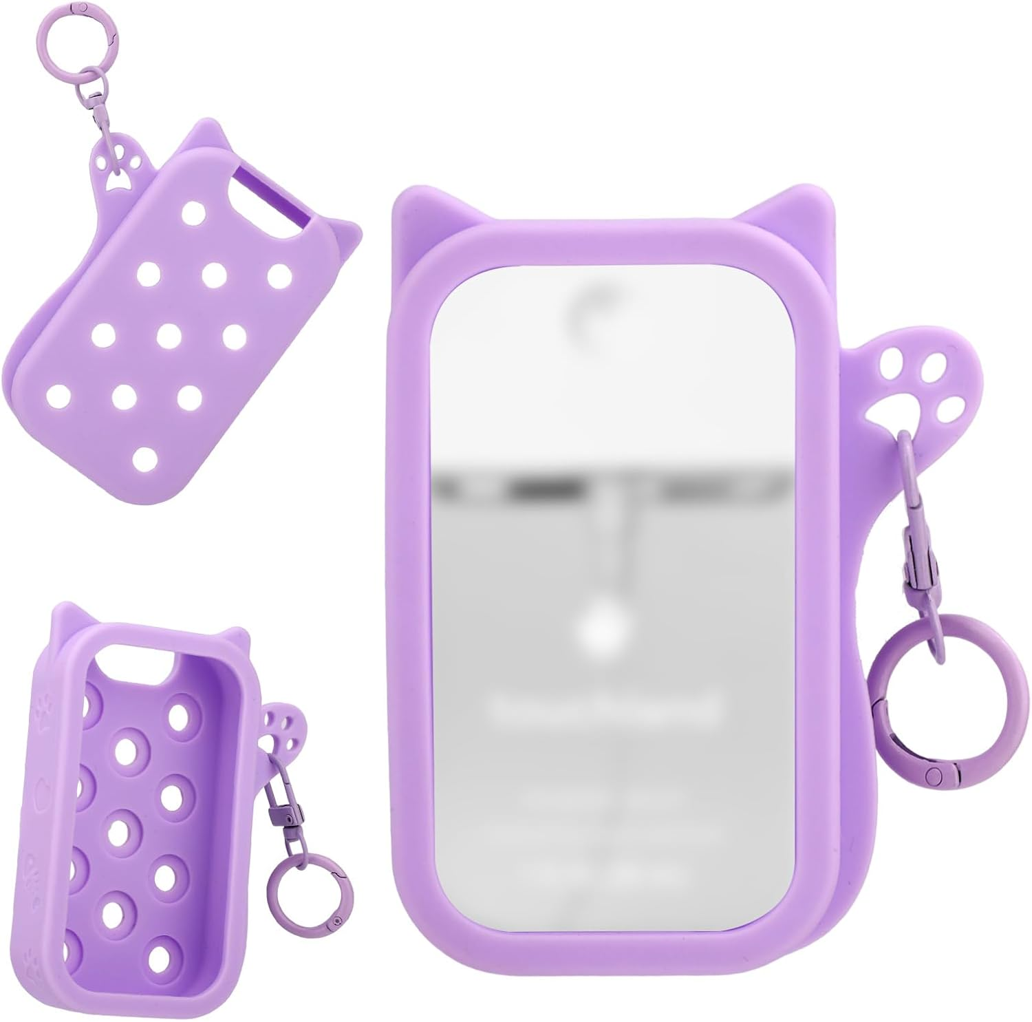 Sinbana Silicone Case for Touchland Power Mist & Glow Mist 30 Ml, Cute Cat Protective Case with Key Ring, Practical Accessory for Hand Sanitiser Spray, Hole Design, No Charm (Pink)