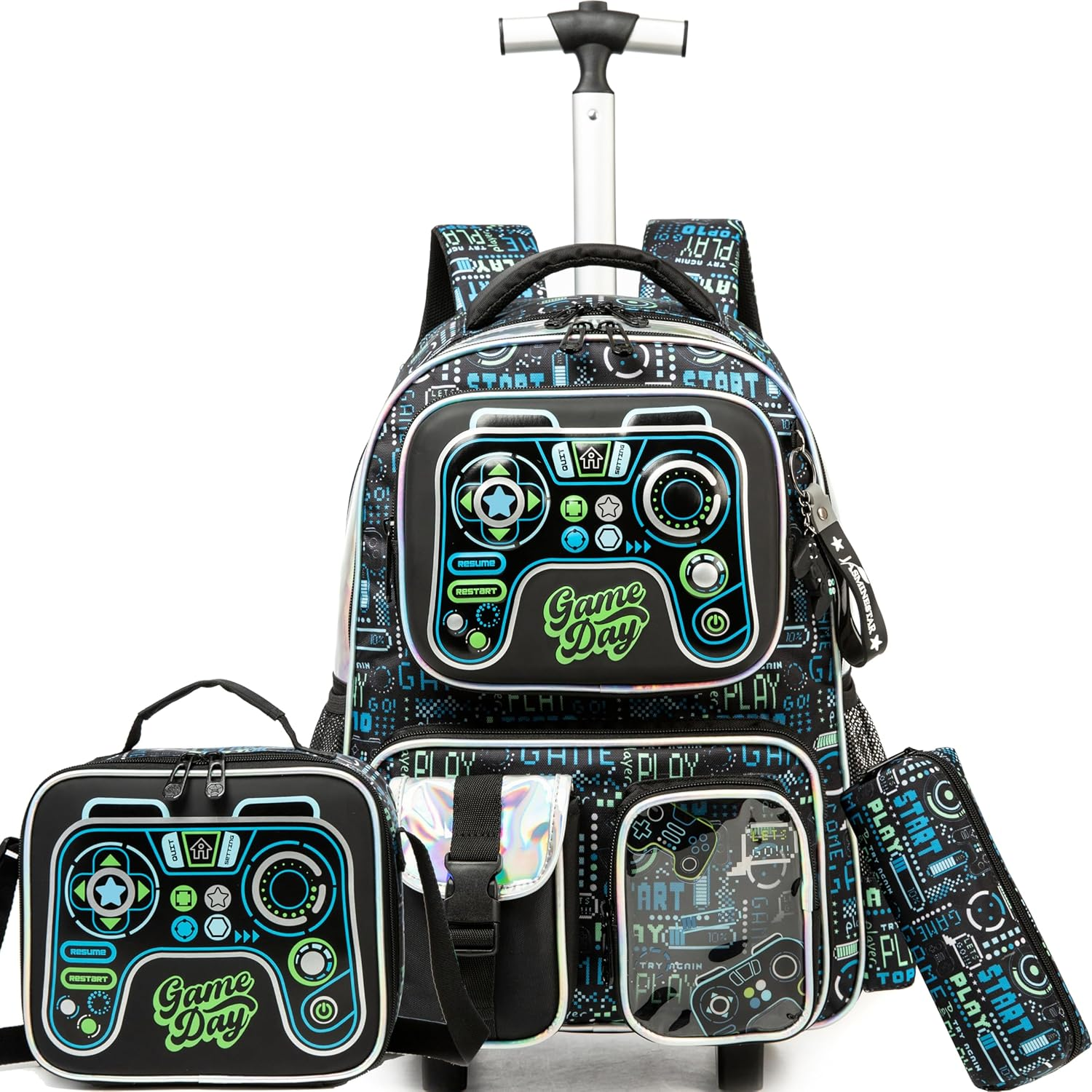 Meetbelify Kids Rolling Backpack with Wheels for Girls Boys Rolling Backpacks for Elementary Students, Boy 02, Small