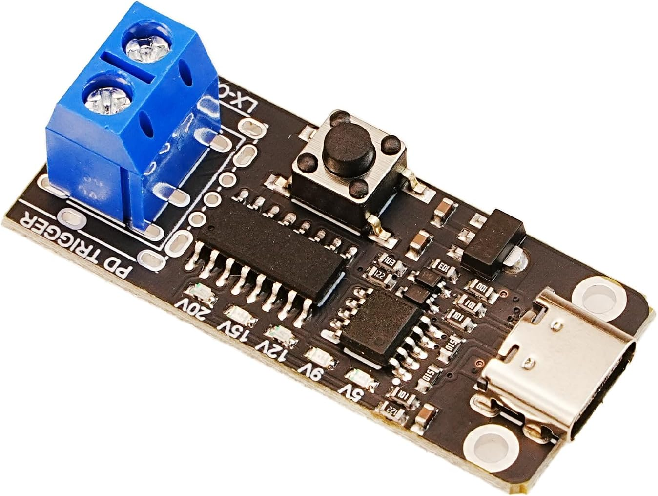 A-DIGISHUO 2PCS 100W 5A USB-C PD QC DC 5V 9V 12V 15V 20V Adjustable Voltage Power Trigger Module 5A Type-C Female Input (Type-C Female to Terminal Output) image number 5