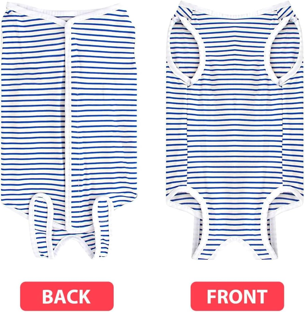 LEEQ Cat Professional Recovery Suit - Surgical Recovery Shirt for Abdominal Wounds Bandages Cone Alternative for Cats after Surgery Medical Suit Soft Pet Clothes Indoor, Blue/L image number 6