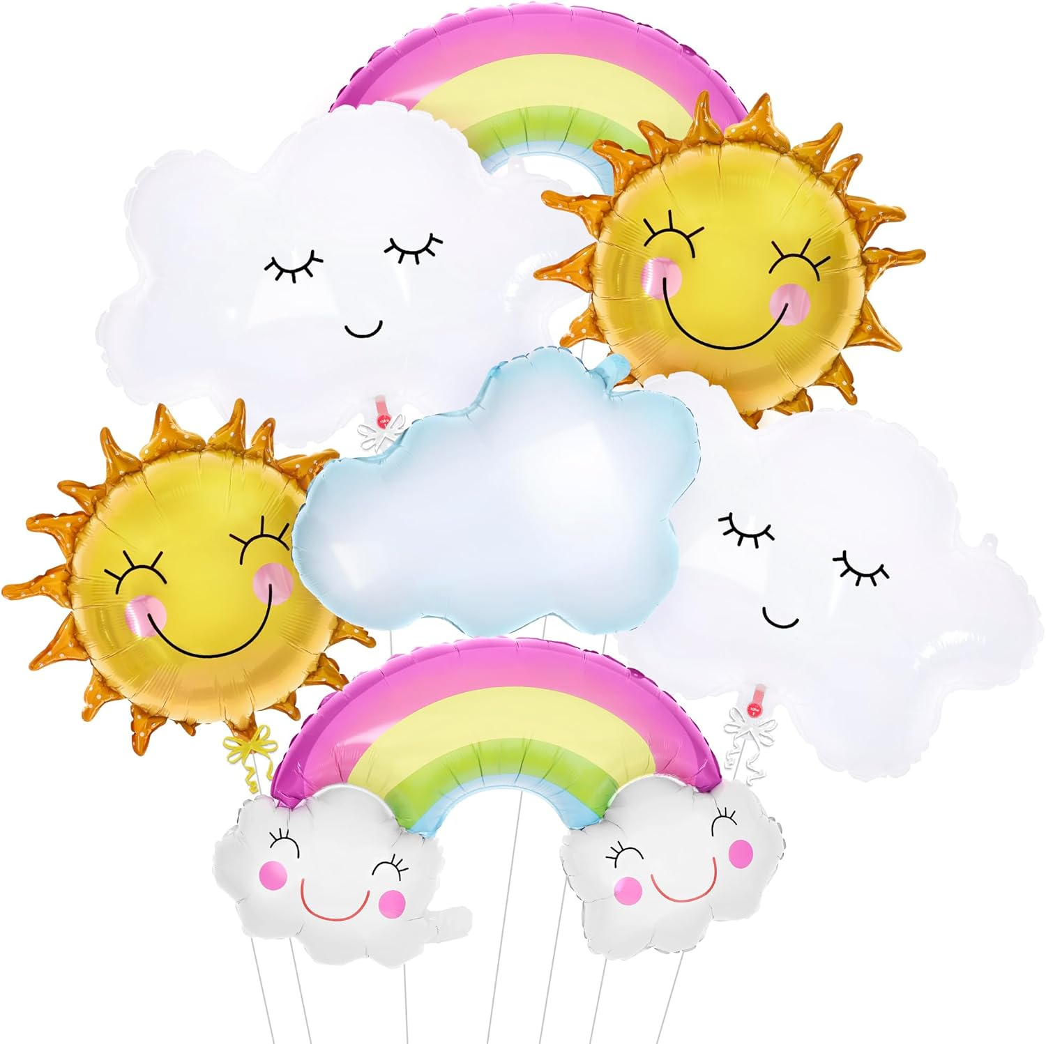 Rainbow 31-Inch Balloon Set - Pack of 7, Includes Sun & Cloud Mylar Balloons for Canticos Birthday Decorations image number 2