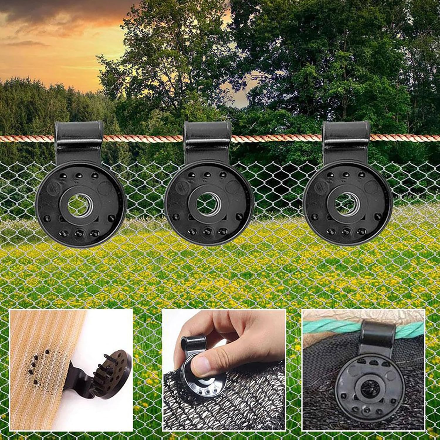 50PCS Shade Cloth Clips, Shade Cloth Heavy Duty Lock Grip,Shade Cloth Plastic Clips Windproof Awning, Greenhouse Shade Cloth Fix Clamp Tent Clips Accessory for Garden Netting Sun Shade Net (Black) image number 4