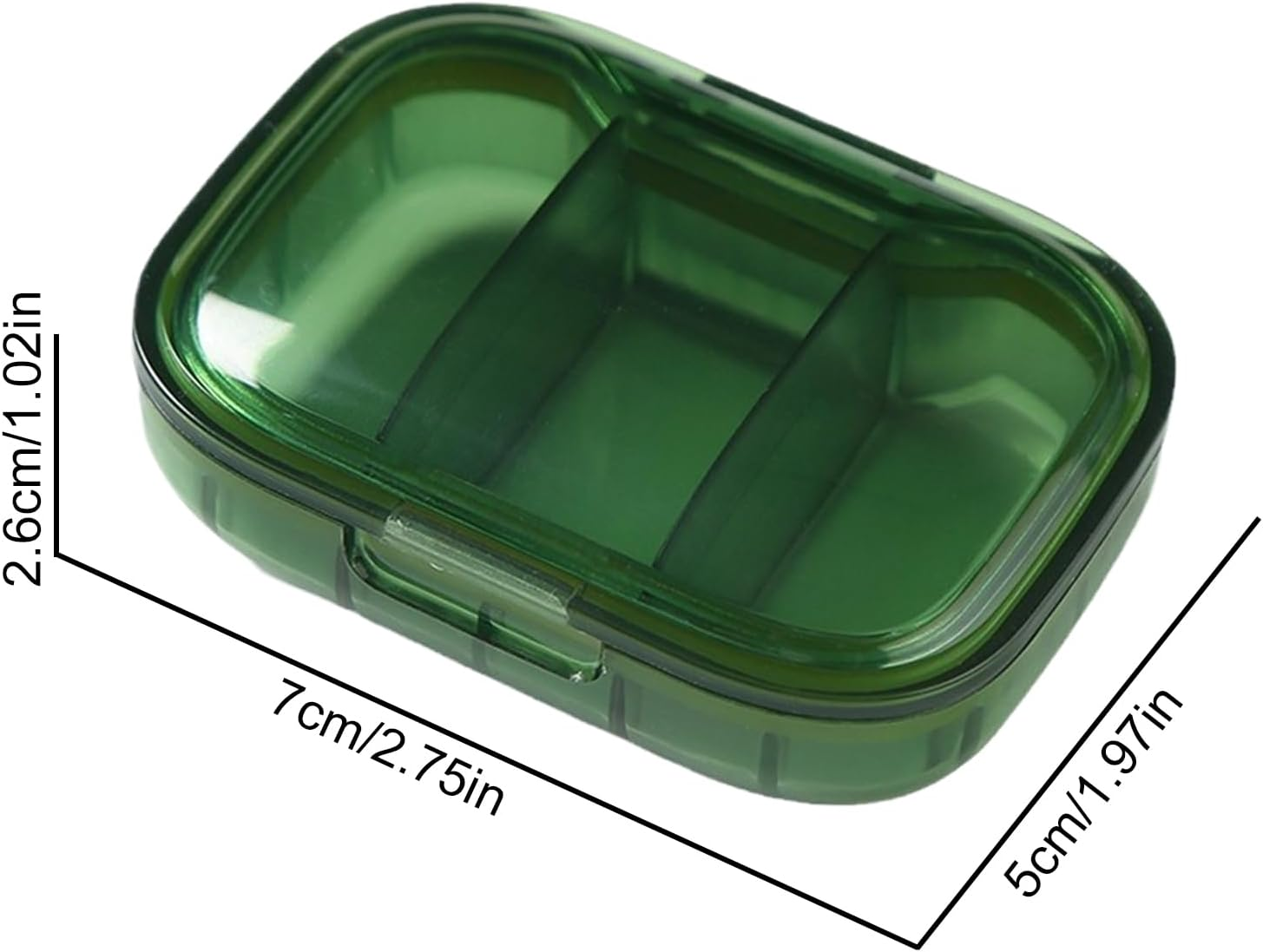 Clear Travel Pill Box - 7X5X2.6Cm Daily Pills Organizer, Portable Pill Box Aesthetic, Separate 3 Compartment Travel Pills Container | Medication Case for Pocket Purse, Daily Supplements image number 5