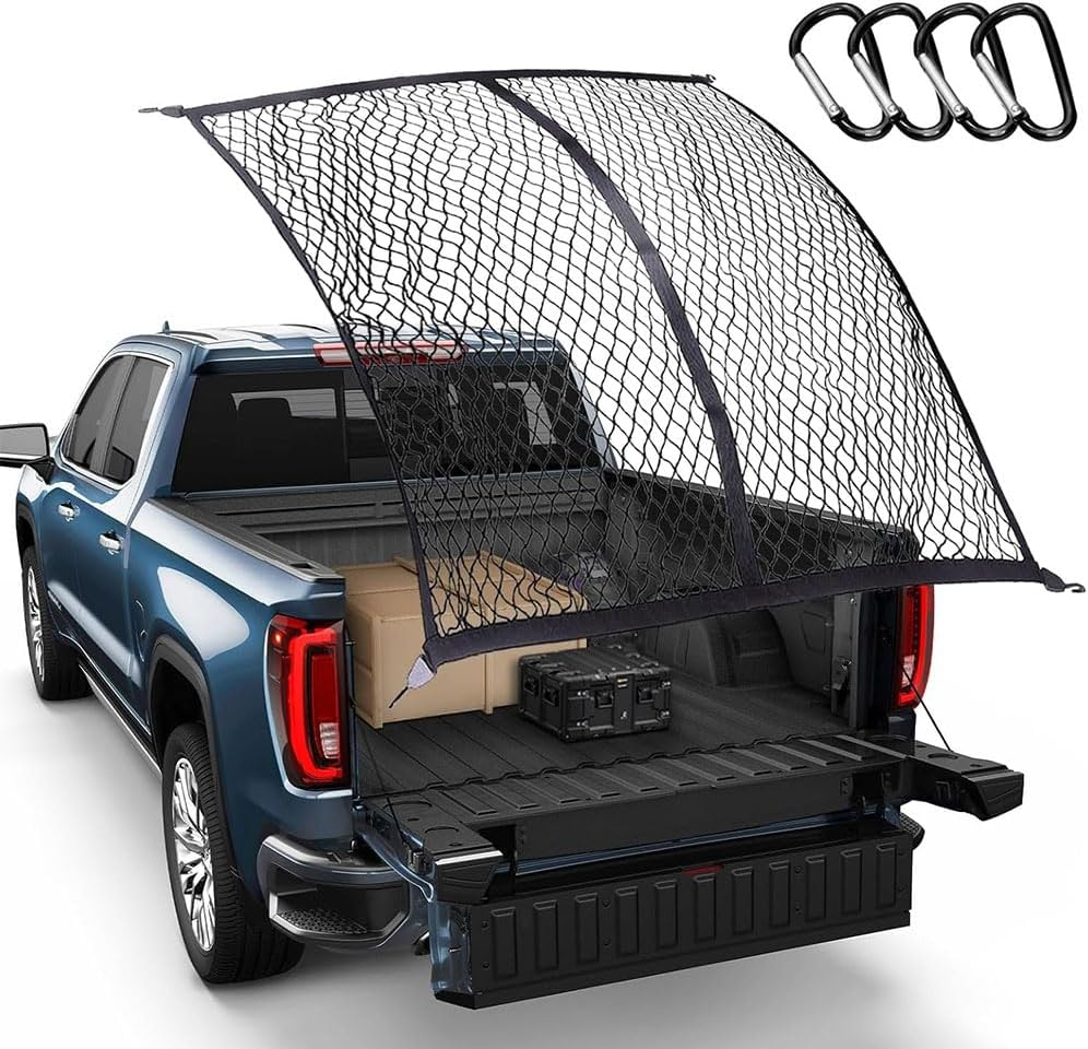Truck Bed Netting, Cargo Net with Hooks for Pickup Truck Bed, Stretchable Bungee Net Organizer, Cargo Fixing Net Bag, Mesh Organizer for Pickup Trunk Bed for Secure Load and Storage image number 4