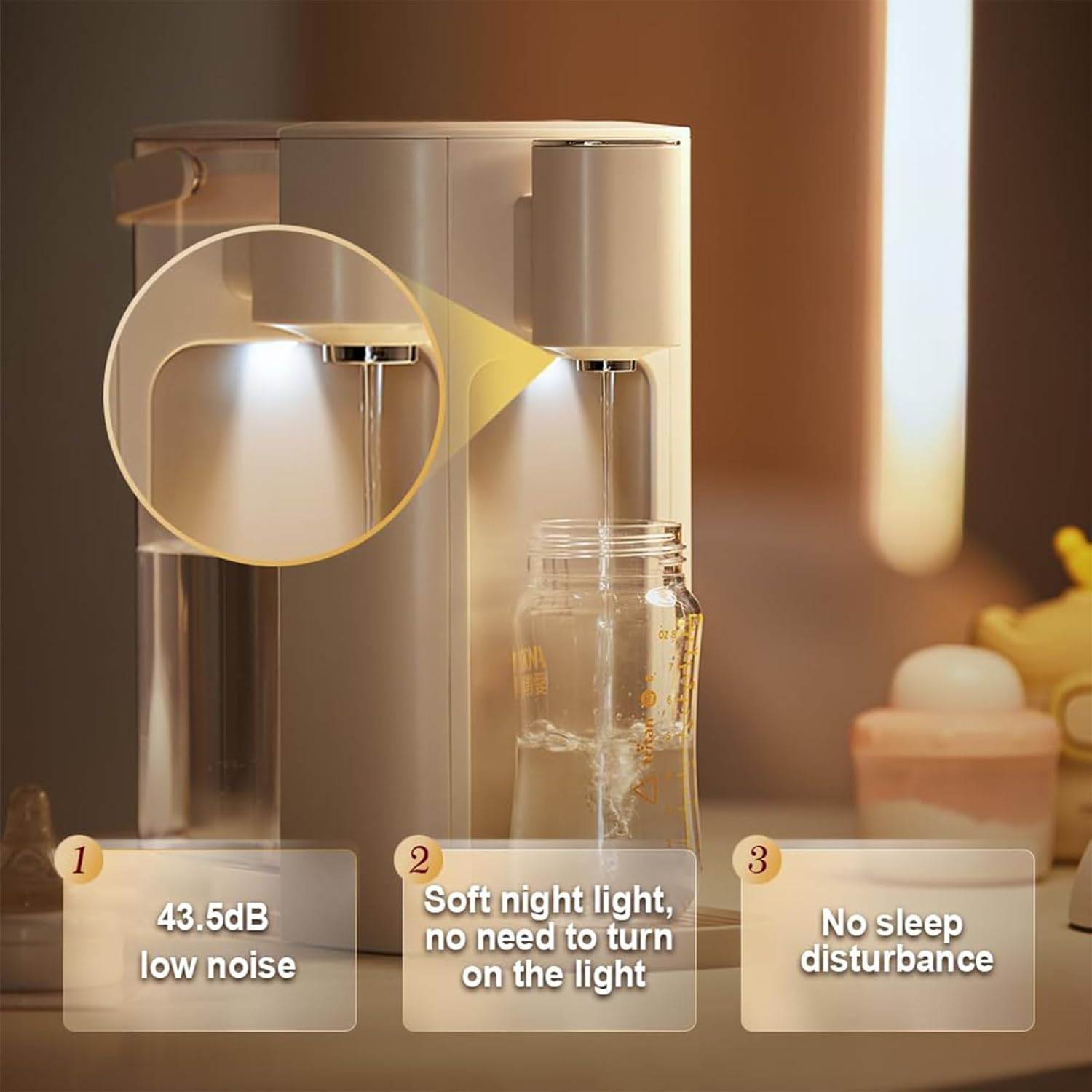 Bear Instant Hot Water Dispenser, Adjustable 6 Temperatures & 3 Water Outputs, 2200W Fast Boil, for Tea, Coffee and Baby Formula, 3L Water Tank, One-Click Self-Cleaning image number 6