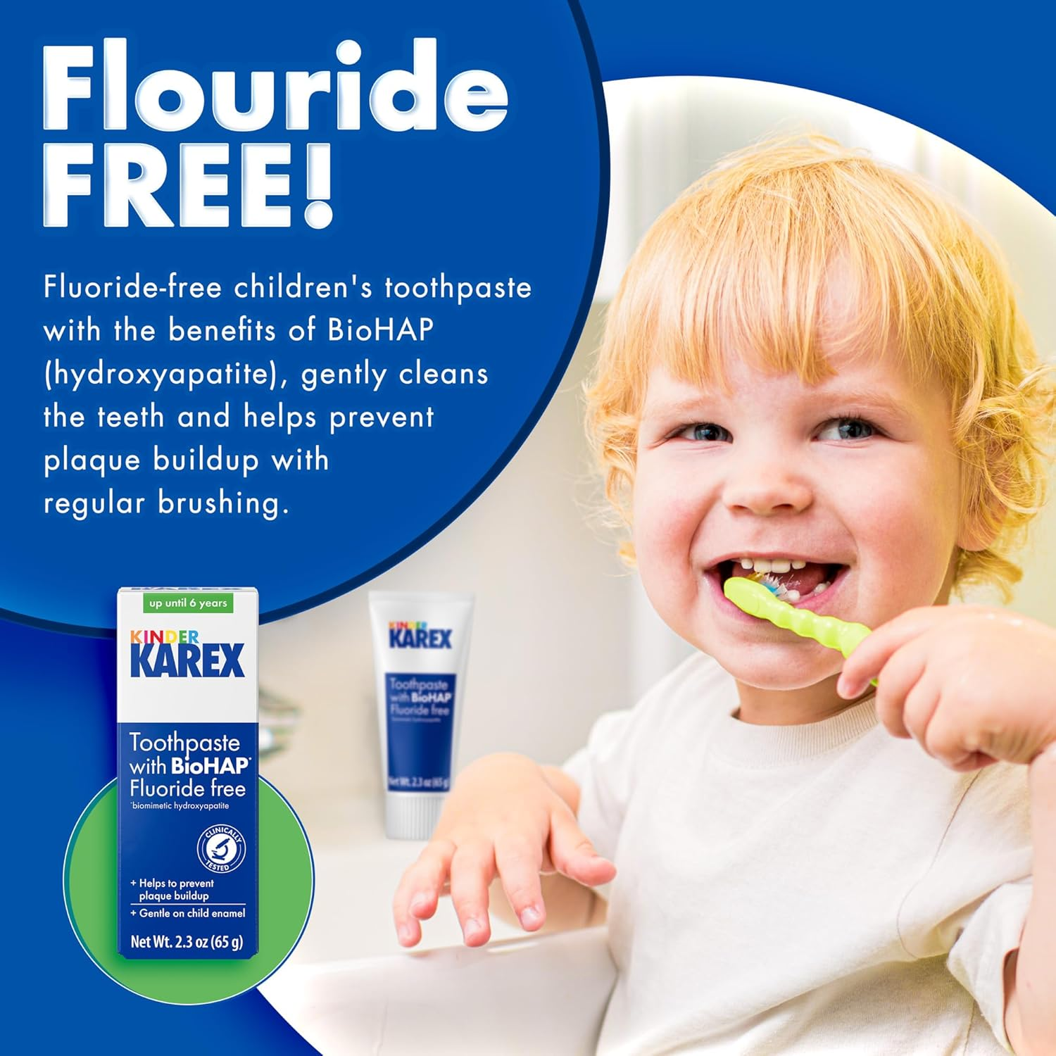 Kinder Karex Hydroxyapatite Kids Toddler Toothpaste I Fluoride Free I Clinically Tested I 2.3 Oz