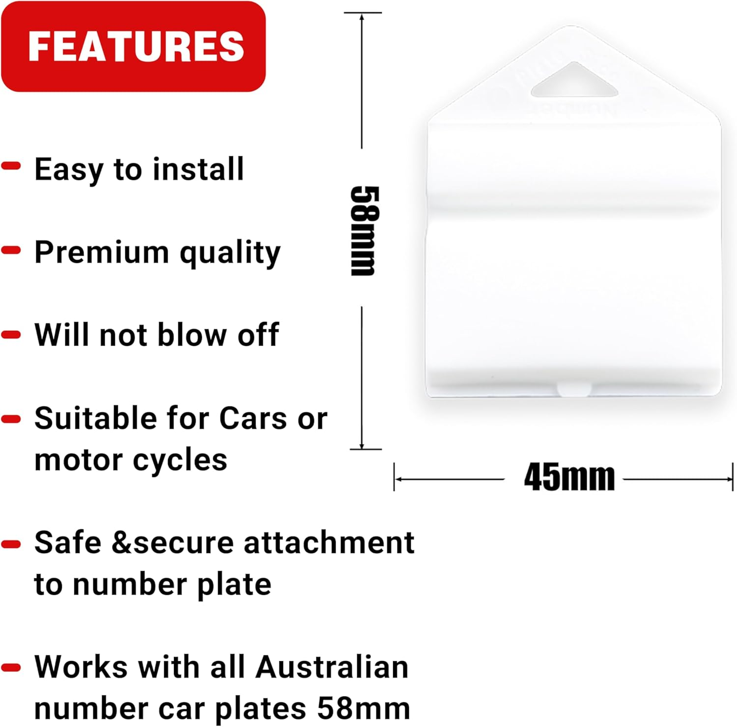 White L & P Plate Holder Clips - Number Plate Mounting Kit for Cars - Durable Plastic Car Accessories (8) image number 2