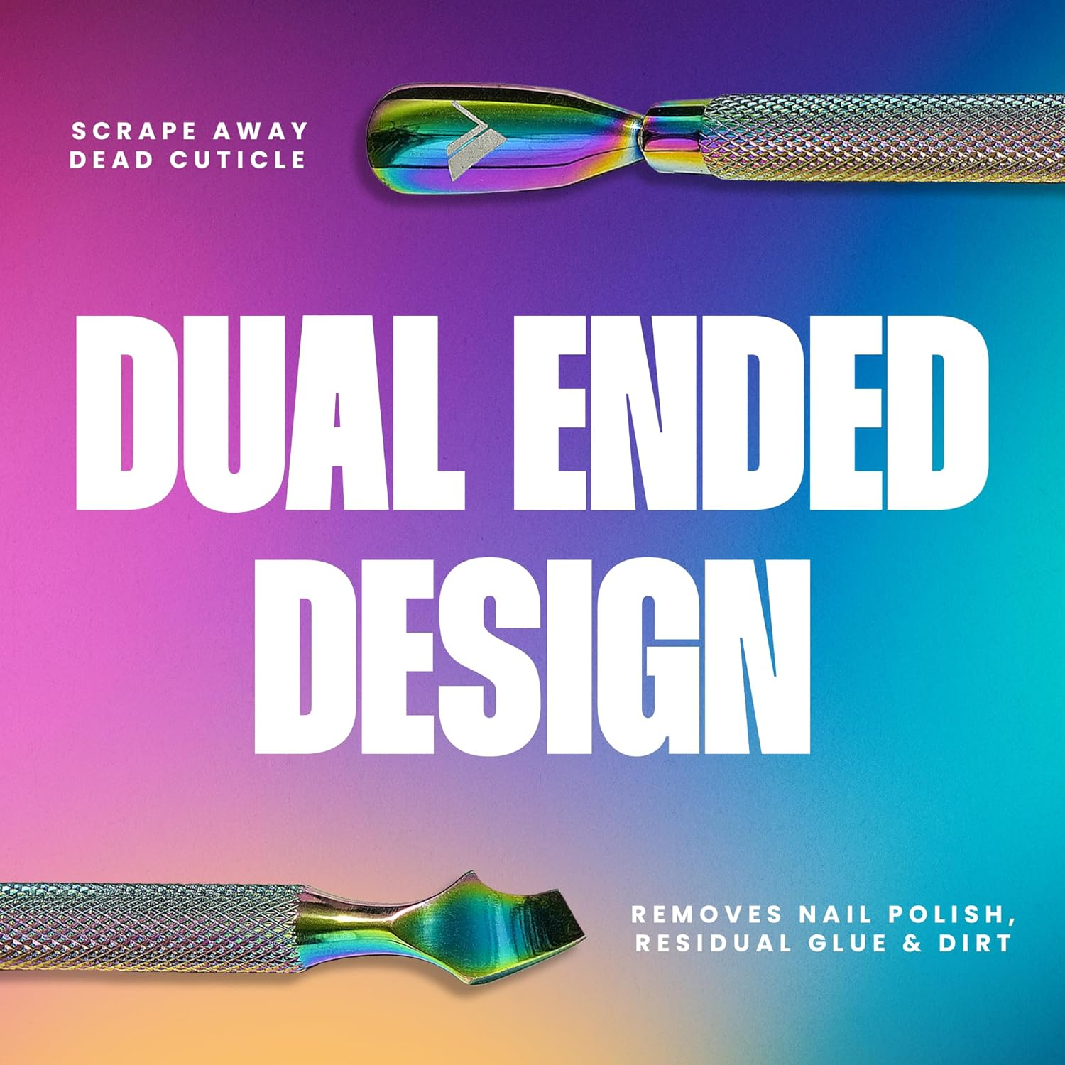 V Beauty Pure Cuticle Pusher Nail Tool (Highlighted) - 2-In-1 Non-Slip Nail Cleaner Cuticle Remover for Clean & Healthy-Looking Fingernails & Toenails - Cuticle Scraper Nail Tool, Manicure & Pedicure image number 1