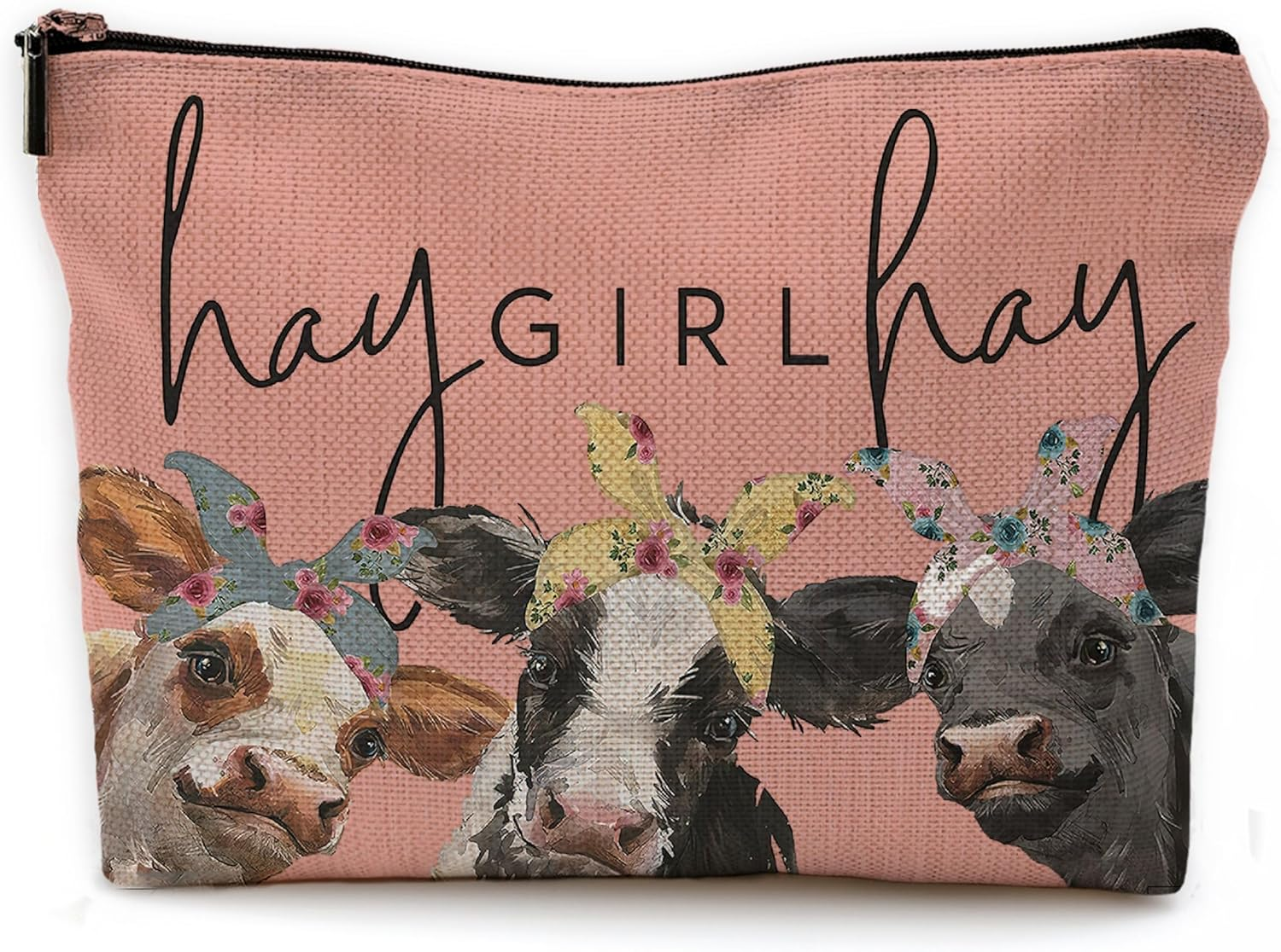 NEGIGA Cow Gifts,Western Makeup Bag,Cow Makeup Bag,Cow Print Stuff,Makeup Bags for Women, White2