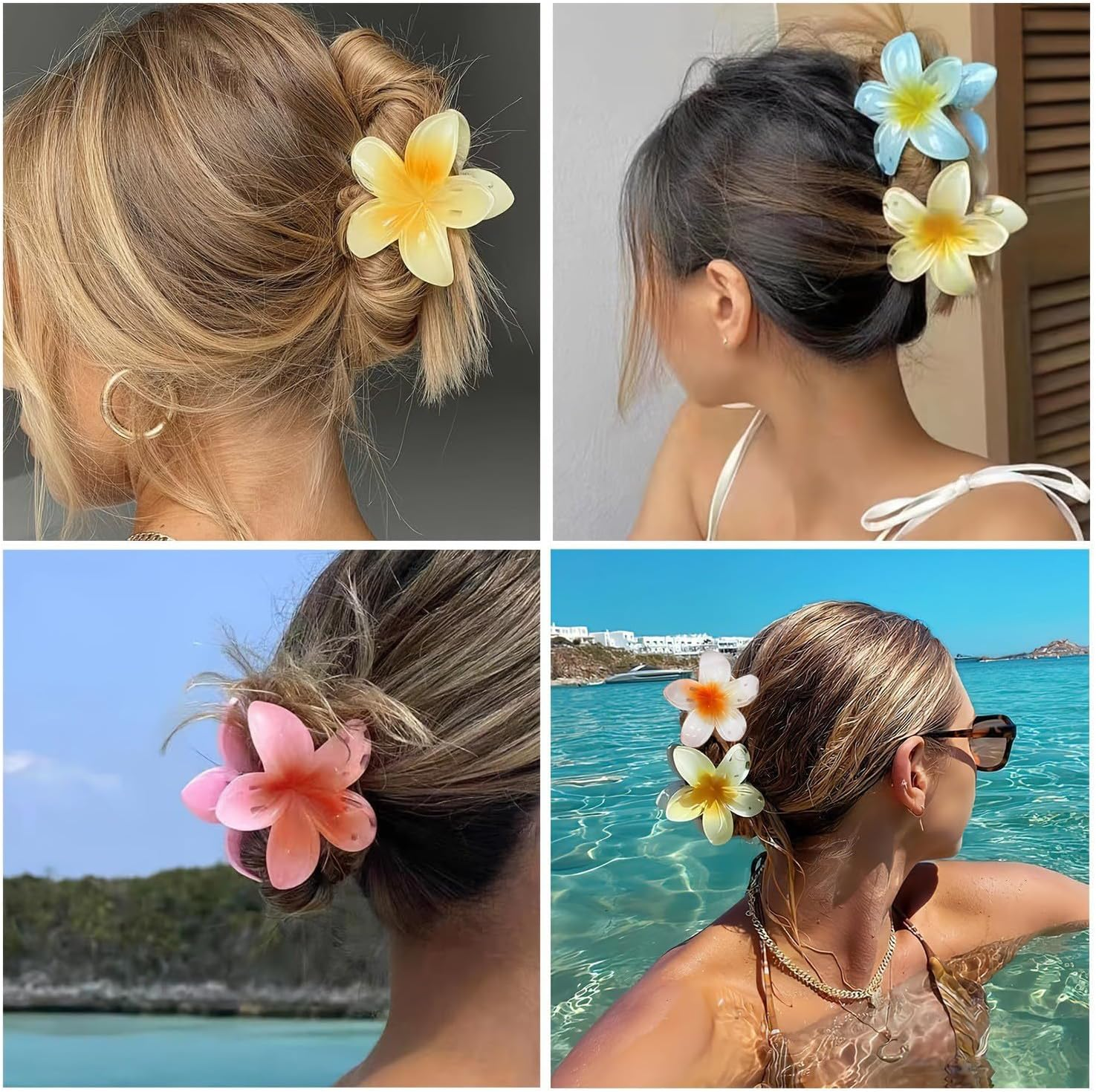 Onlvmyur Set of 8 Flower Hair Clips Plastic 8 Cm Flower Clips Hair and 2 Simulated Flower Hair Clips Set for Girls Women image number 3