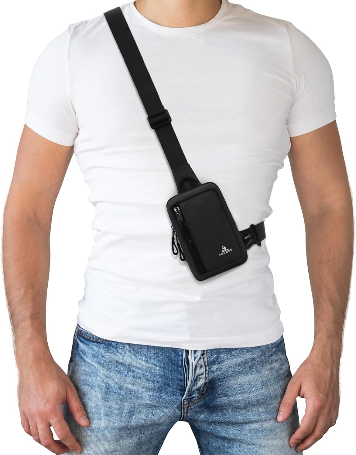 Peicees Small Crossbody Bag for Men Women Mini Sling Bag Travel Running Phone Daypack Cross Body Shoulder Bags with Keyholder - Light Blue image number 2