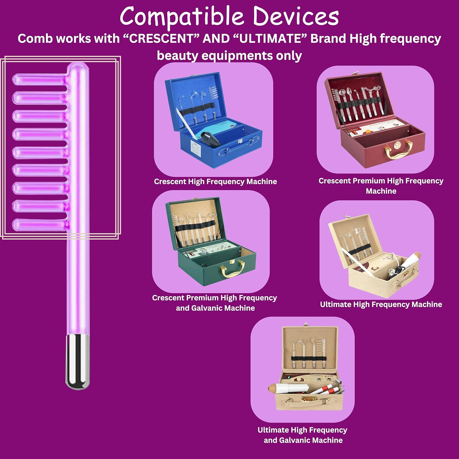 Crescent High Frequency Machine Comb Wand for Hair Growth and Dandruff Remover| Only Comb image number 1