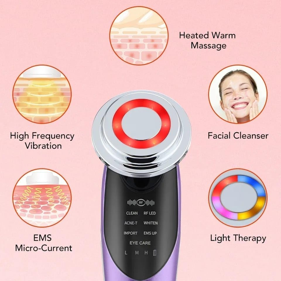 7 in 1 Face Lift Devices EMS RF Microcurrent Skin Rejuvenation Facial Massager Light Therapy anti Aging Wrinkle Beauty Apparatus image number 2