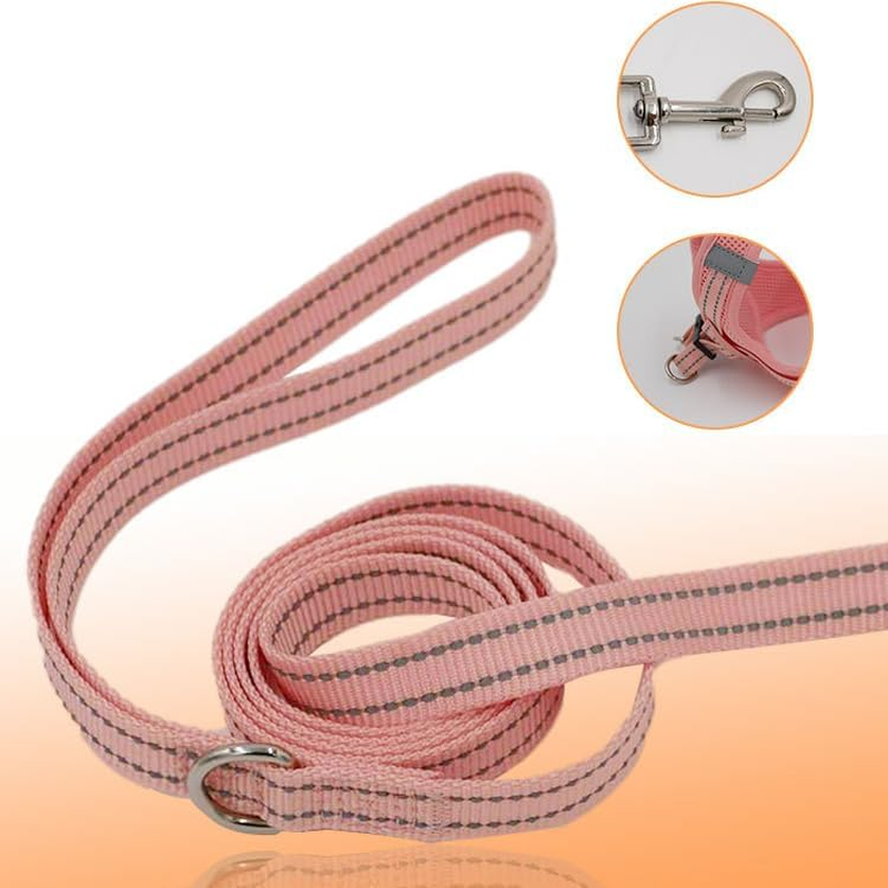 UPET Reflective Cat Harness and Leash, Kitten Cute Double Soft Mesh Cats Vest, Adjustable No-Pull Voyager Step-In Harnesses for Small, Medium, Large, Heavy Duty Walking Training(Pink L) image number 1