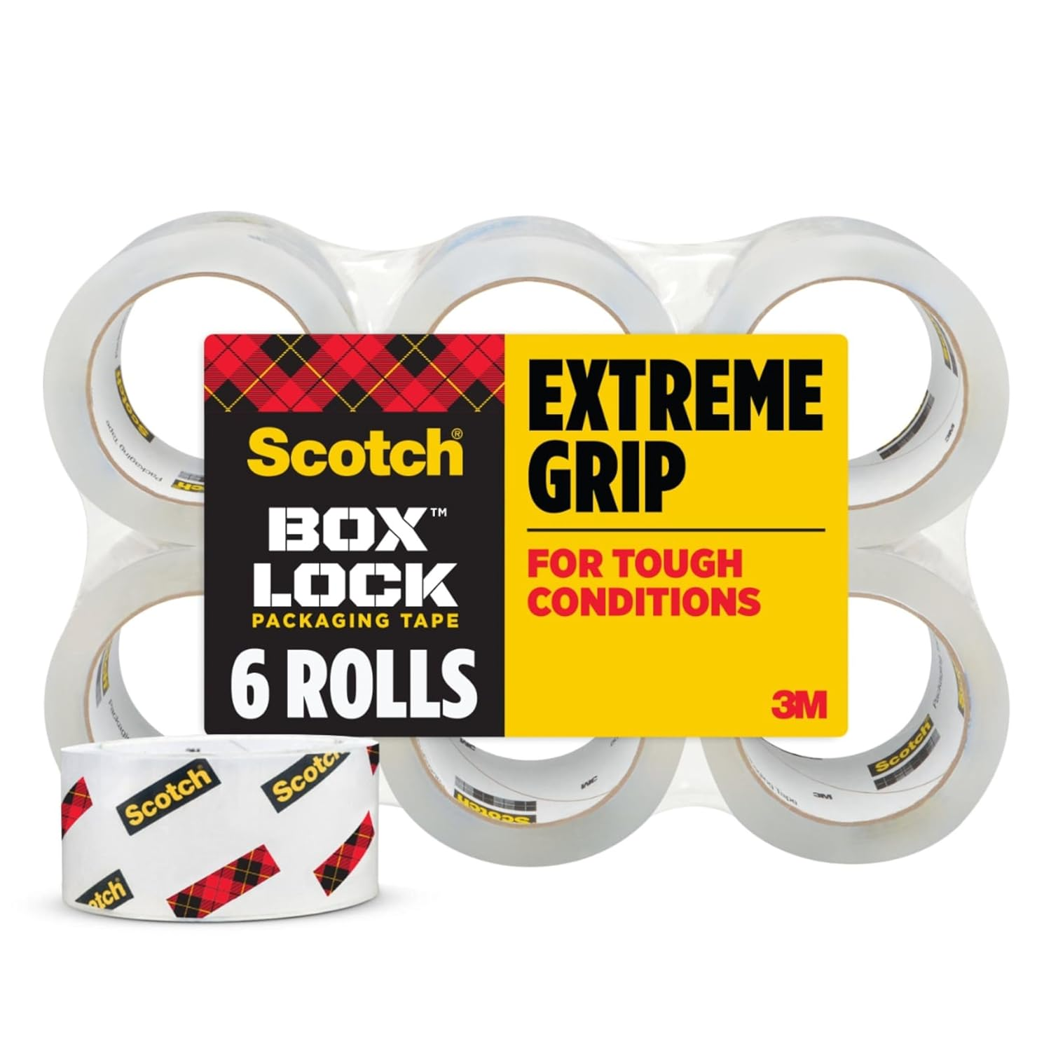 Scotch Box Lock Packaging Tape, 6 Rolls, 50M, Extreme Grip Packing, Shipping and Mailing Tape, Sticks Instantly to Any Box, 3950 image number 3
