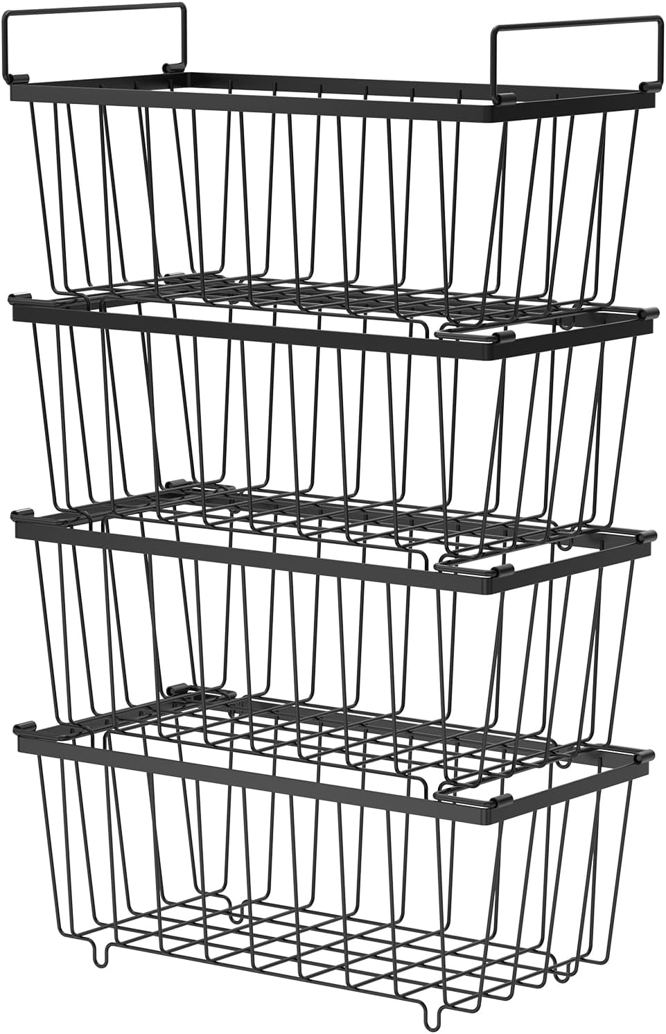 4 Pack Freezer Organizer Bins, Stackable Deep Freezer Organizer Bins, Chest Freezer Baskets for Sorting Frozen Meats and Food, Freezer Storage Basket with Foldable Handles image number 4