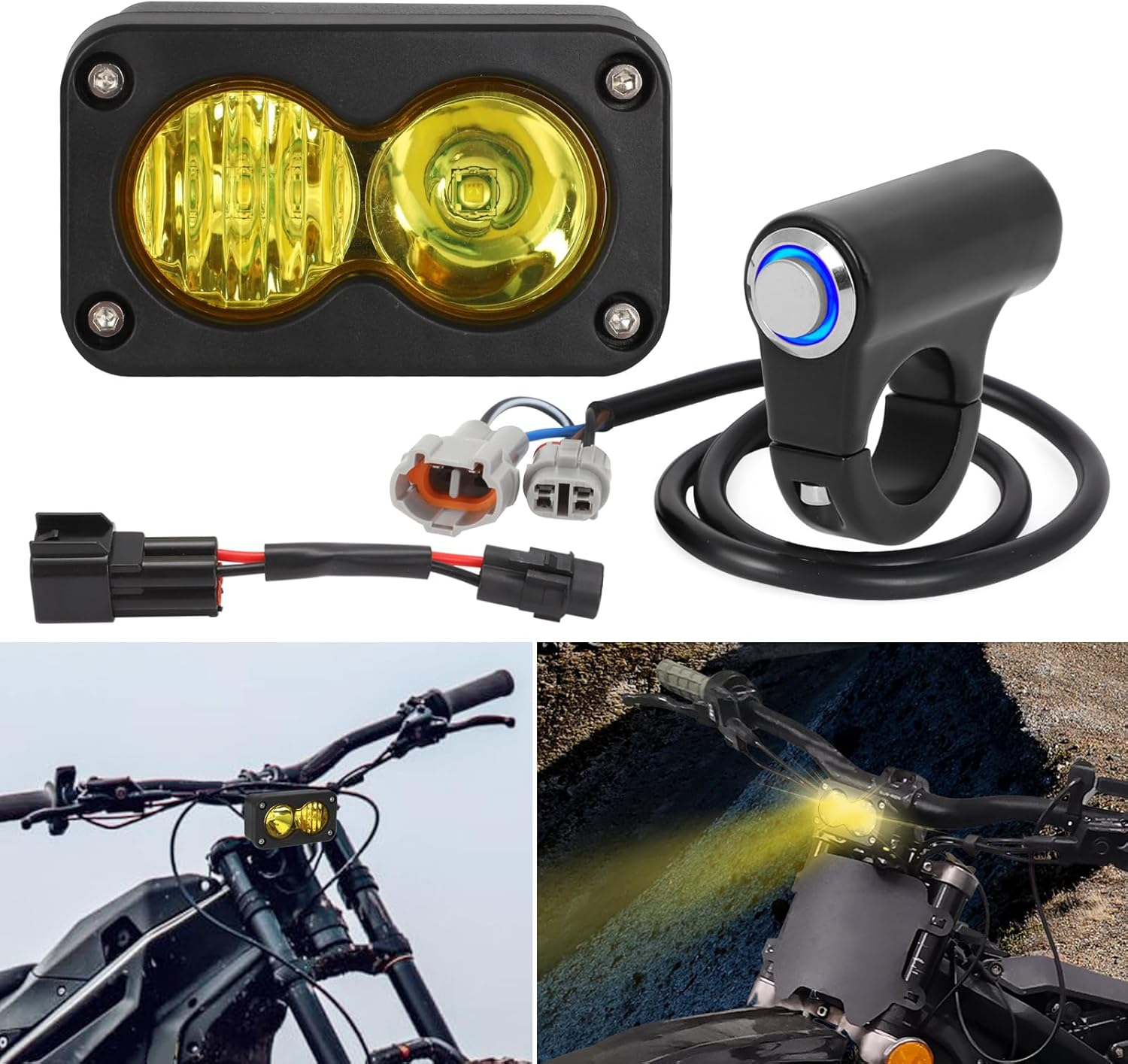 Dirtbike Headlight Kit for Sur-Ron Segway X260 Talaria Sting R MX4 PC Lens Motorcycle Yellow Light Bar Led Headlamp image number 3